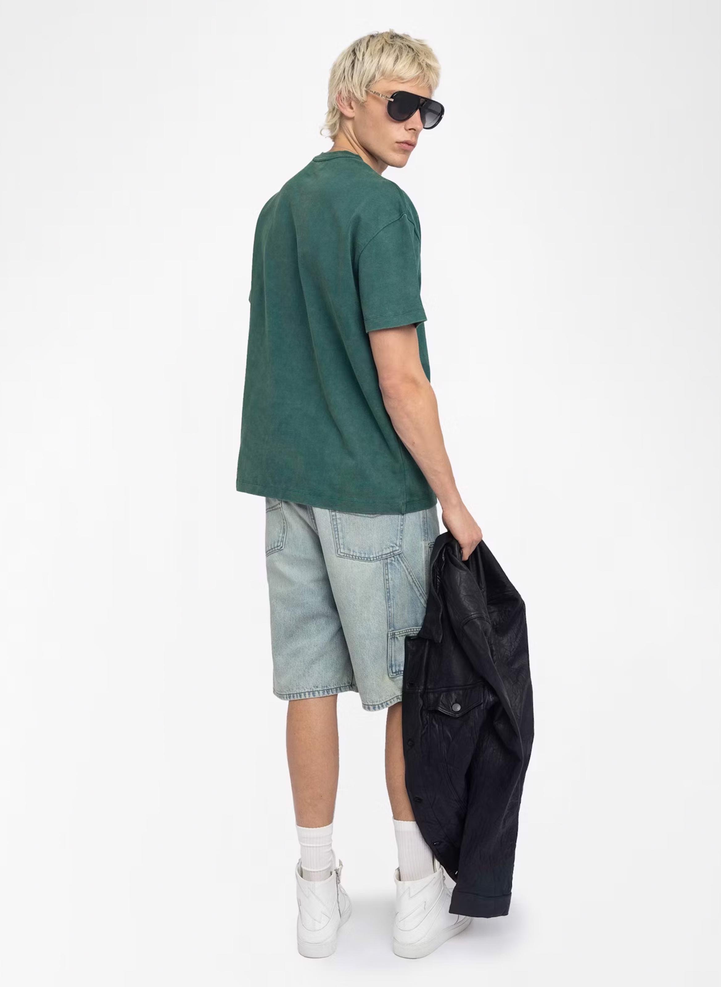 Tee-shirt ample col rond sérigraphié en coton ZADIG&amp;VOLTAIRE Vert