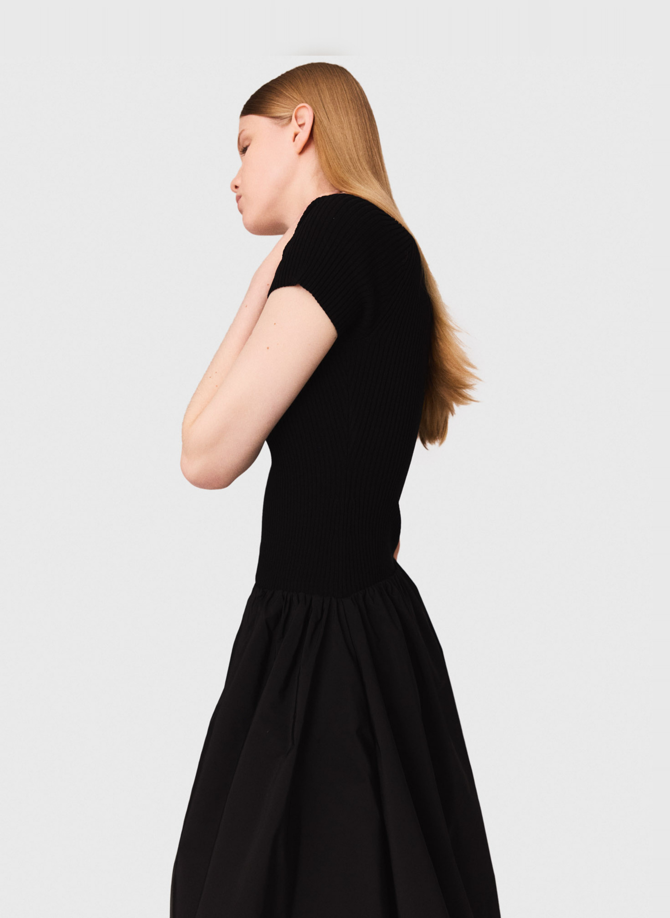 Square Neck Midi Skater Dress MAJE Black