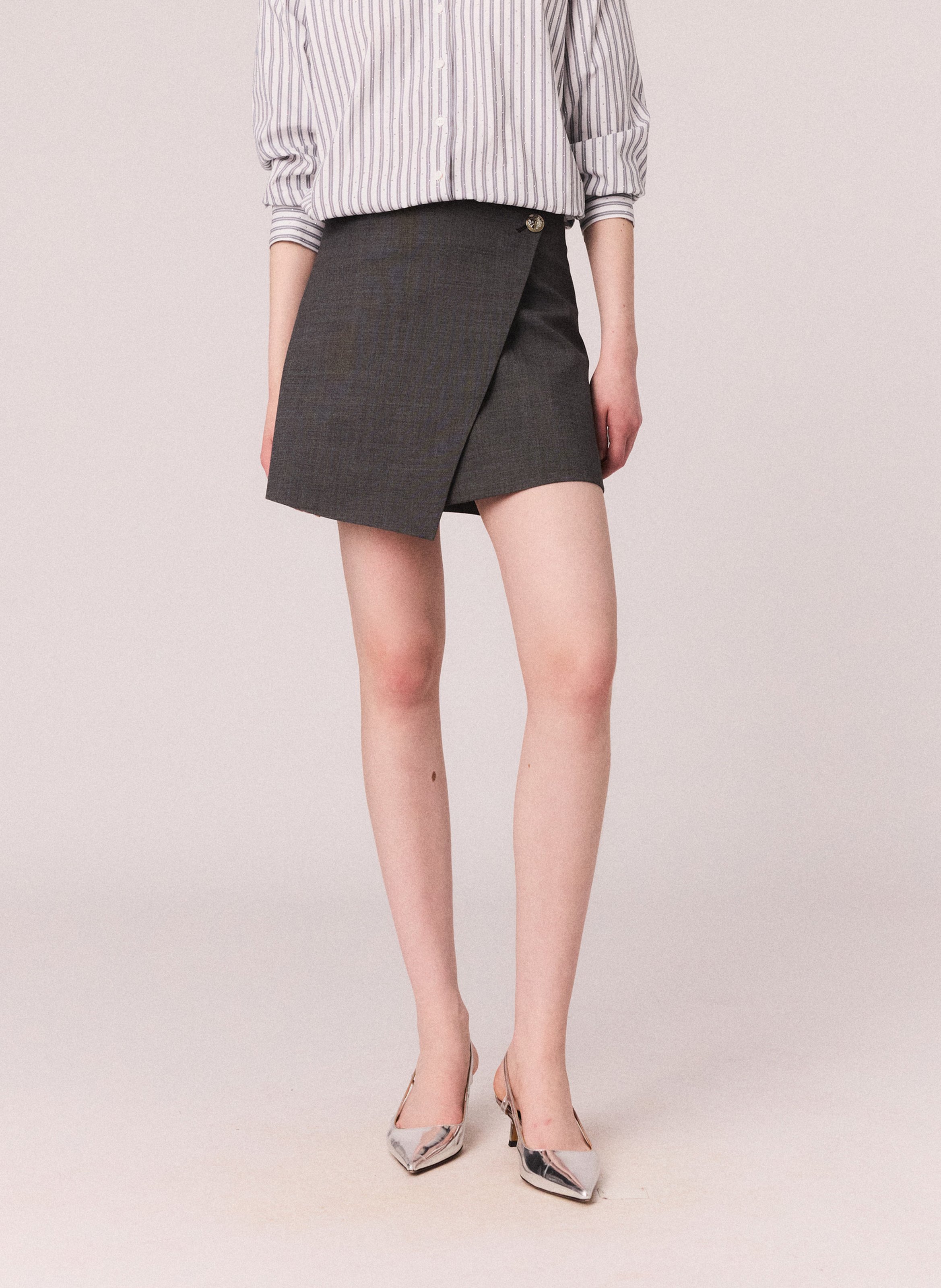 Short cotton-blend dress with classic collar MAJE Beige