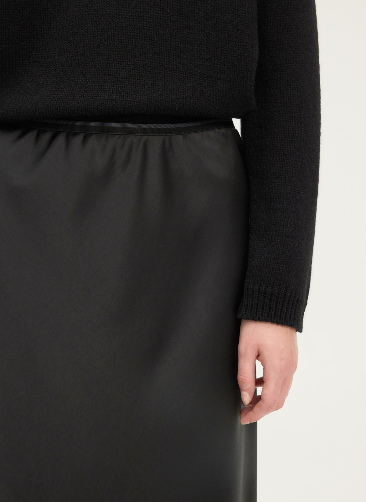 Long satin skirt PABLO Black