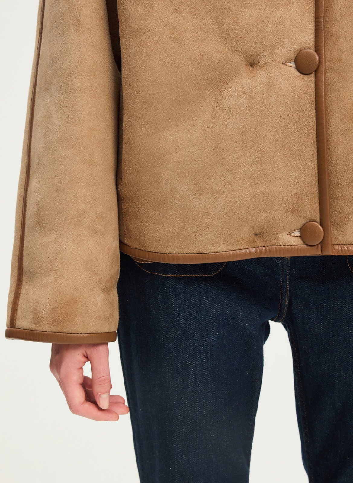 Straight suede leather coat PABLO Brown