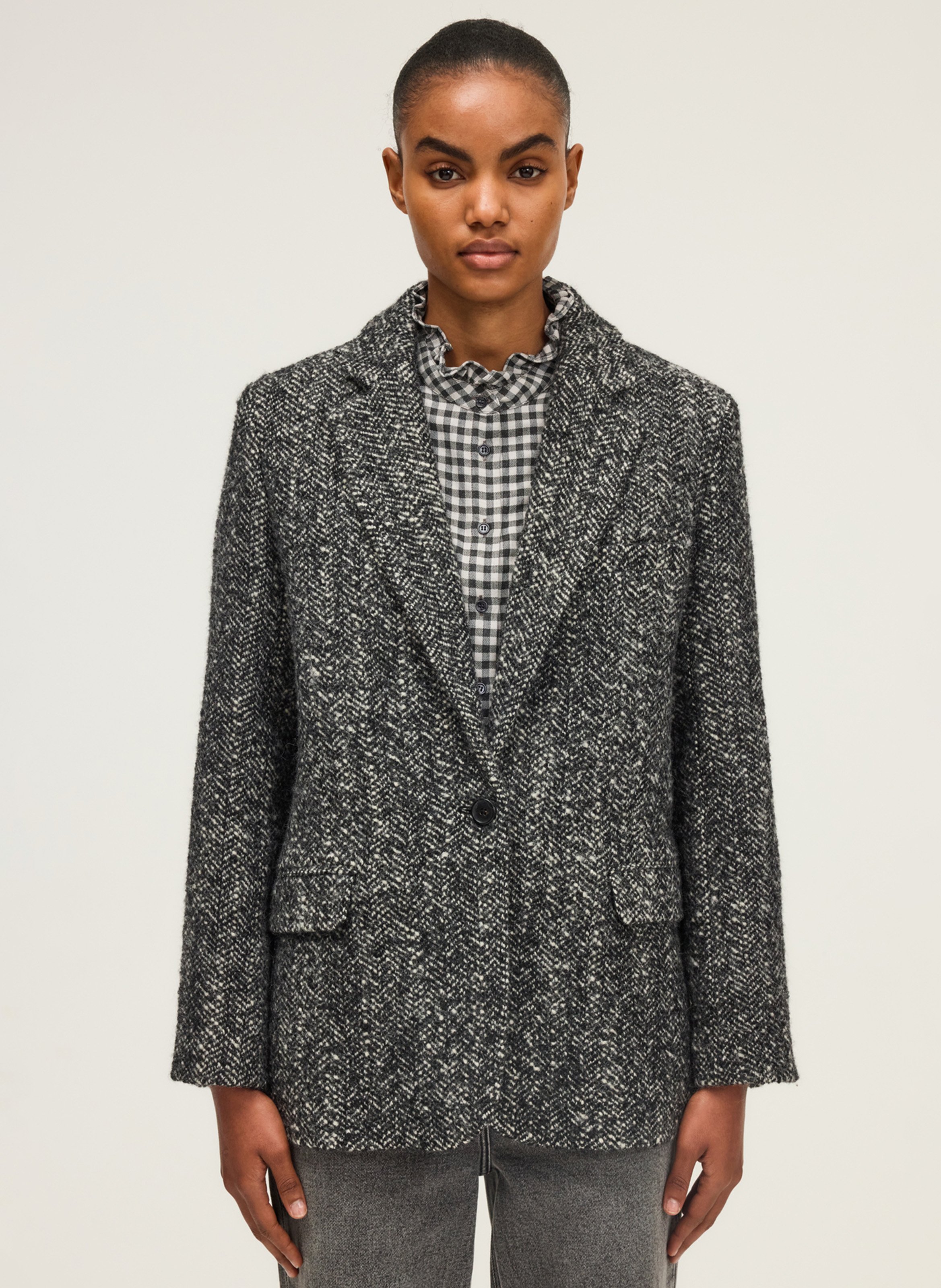 Mixed wool tailored blazer PABLO Black