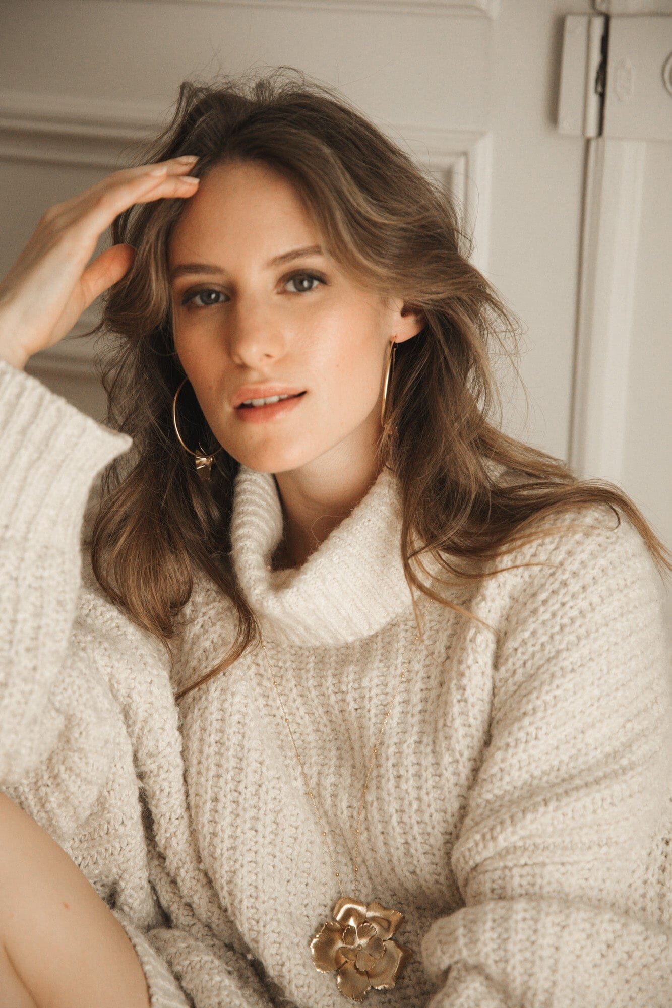 Silver-plated flower long necklace MONSIEUR SIMONE Golden