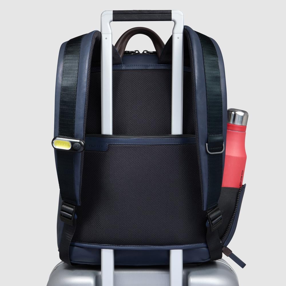 Leather backpack PIQUADRO Blue
