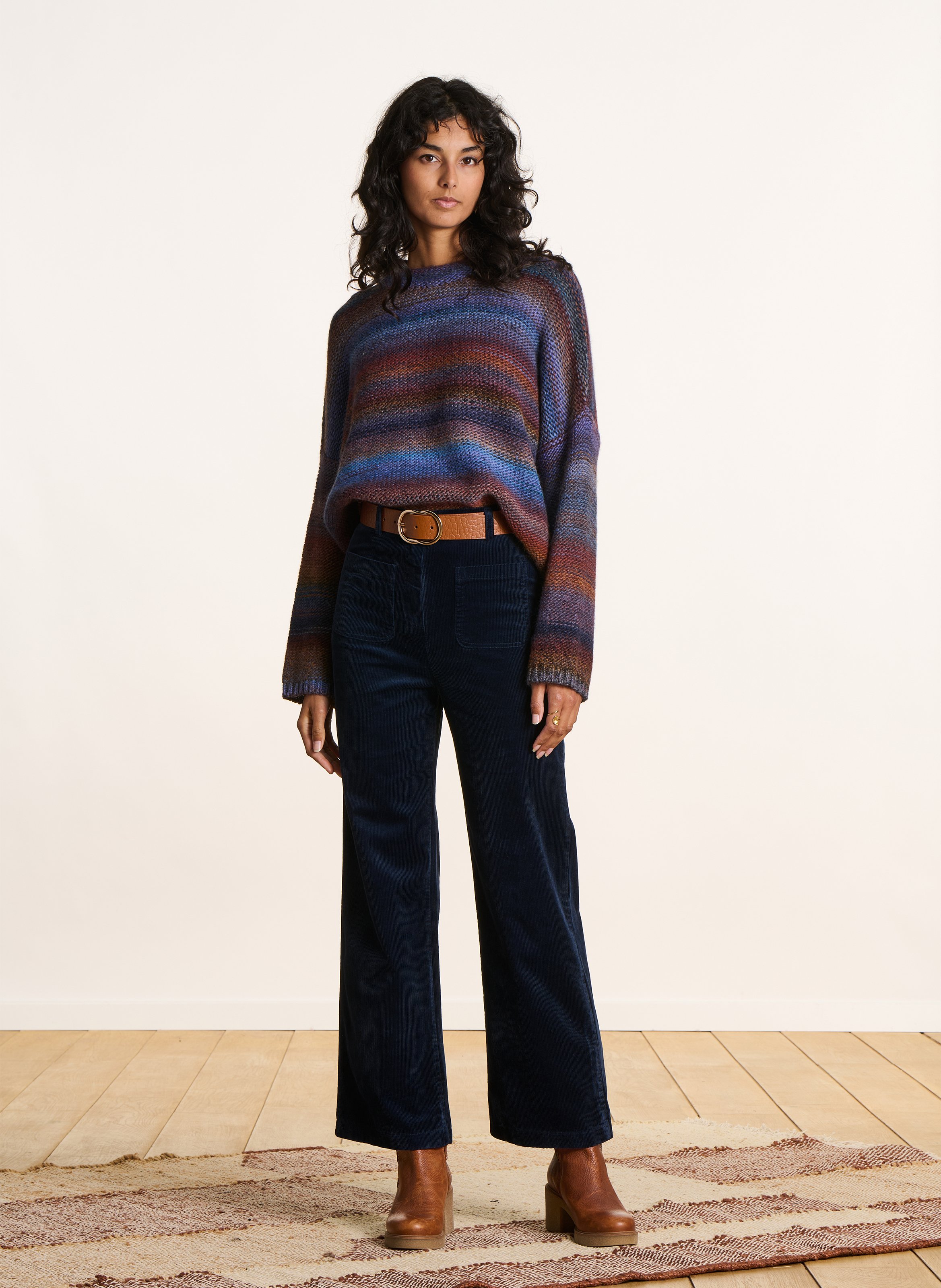 Cotton-blend chinos LA FEE MARABOUTEE Blue