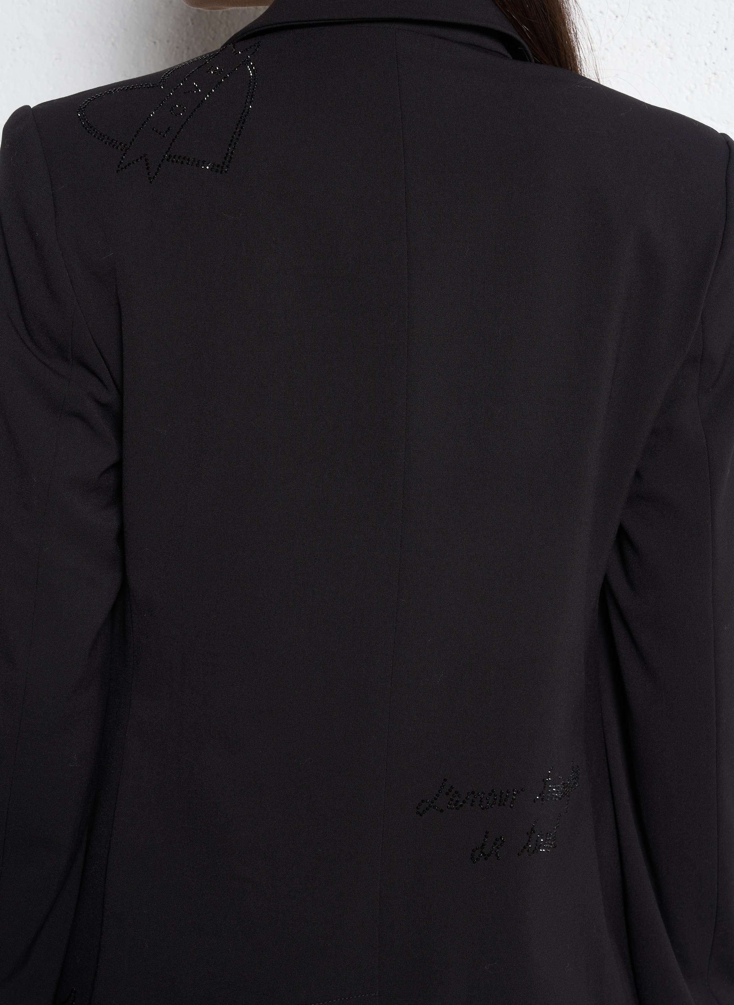 Straight blazer with rhinestone lapel BERENICE Black