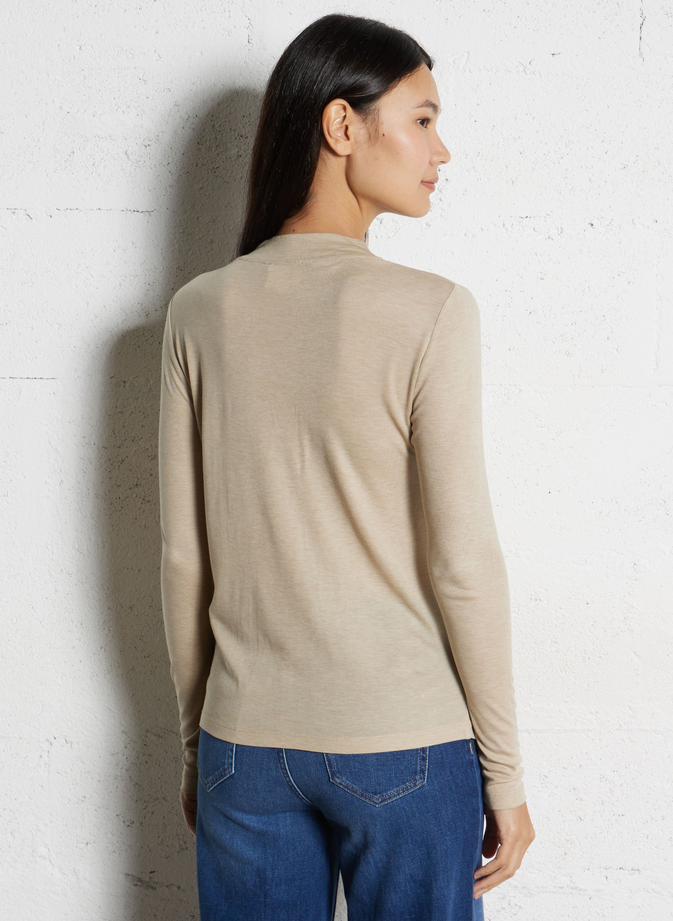 Flowy long-sleeve high-neck t-shirt MAISON 123 White