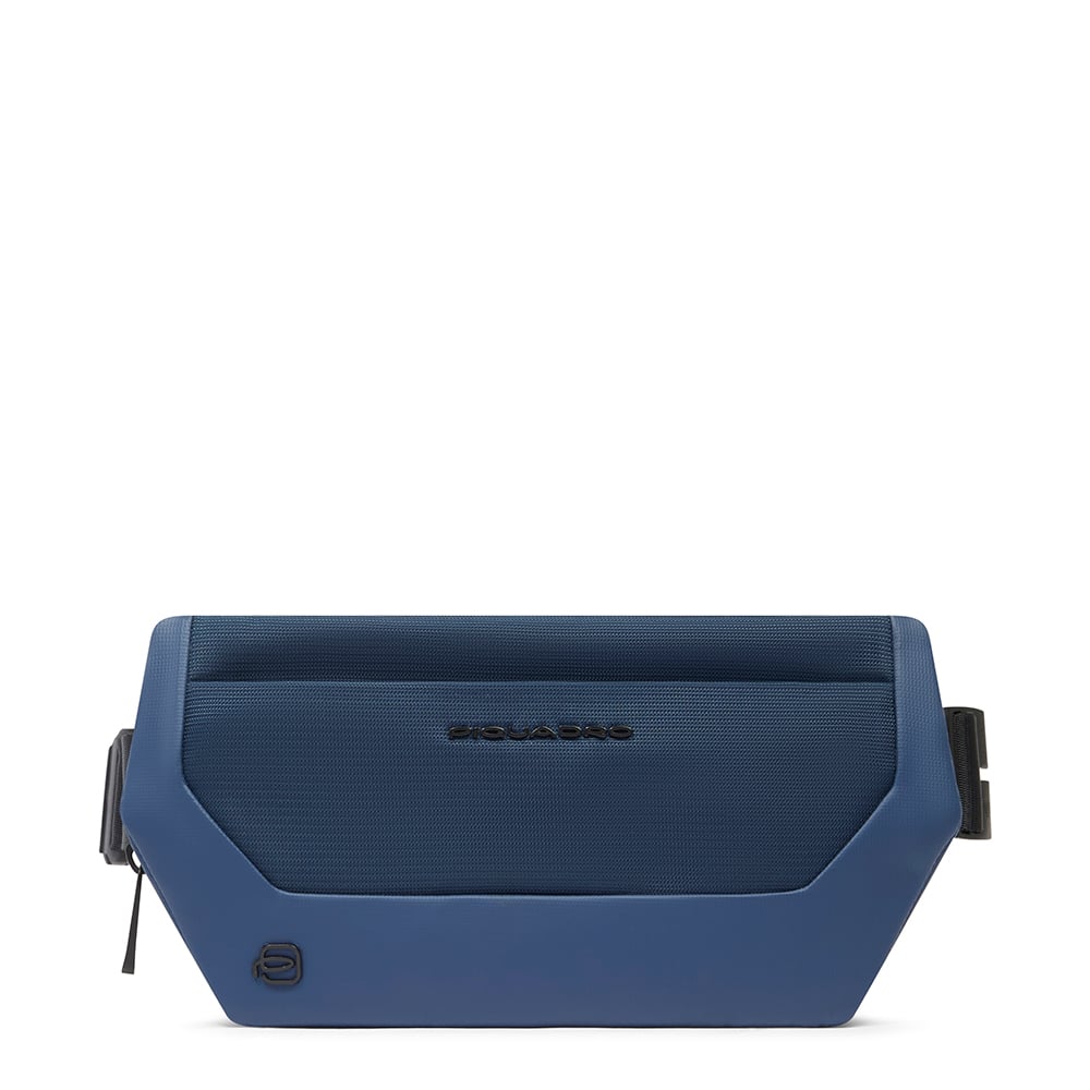 Fanny pack in recycled fabric and leather PIQUADRO Blue