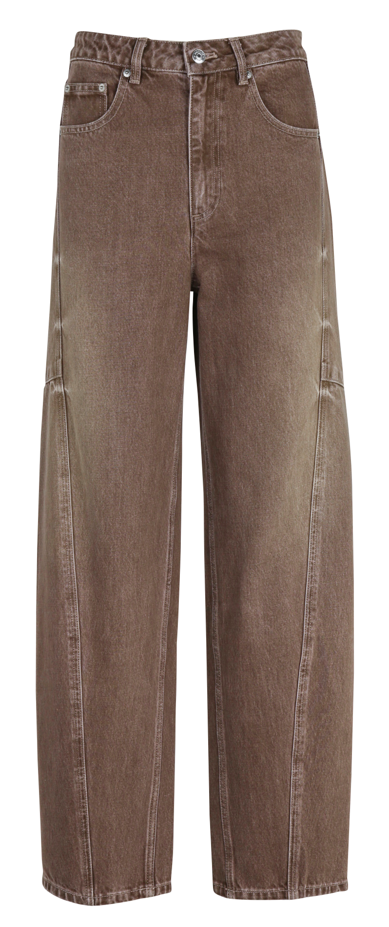 Jean droit large en coton mélangé BERENICE Marron