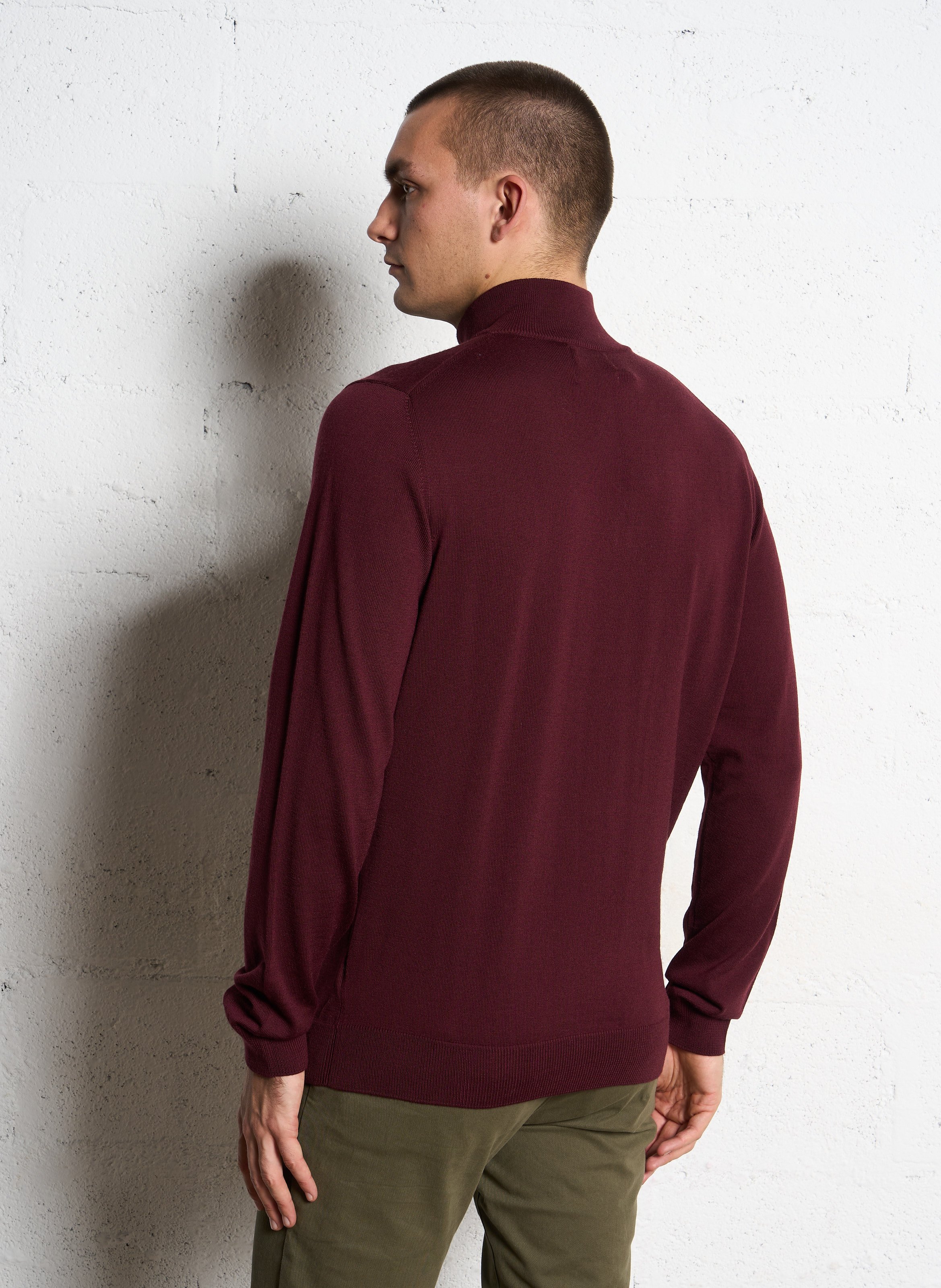 Pull col camionneur en laine regular fit FARAH Rouge