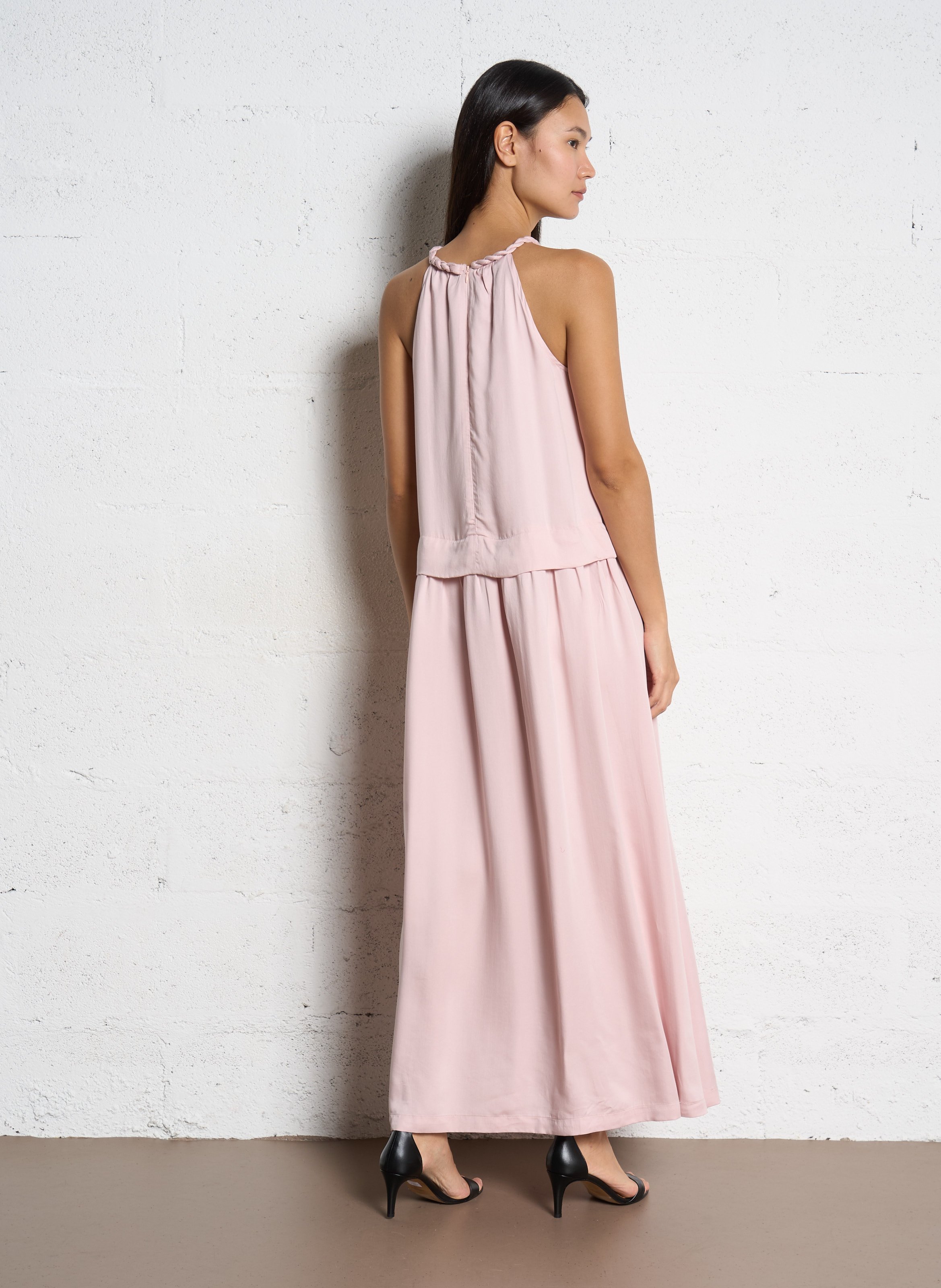 Robe longue col rond  SUNCOO Rose