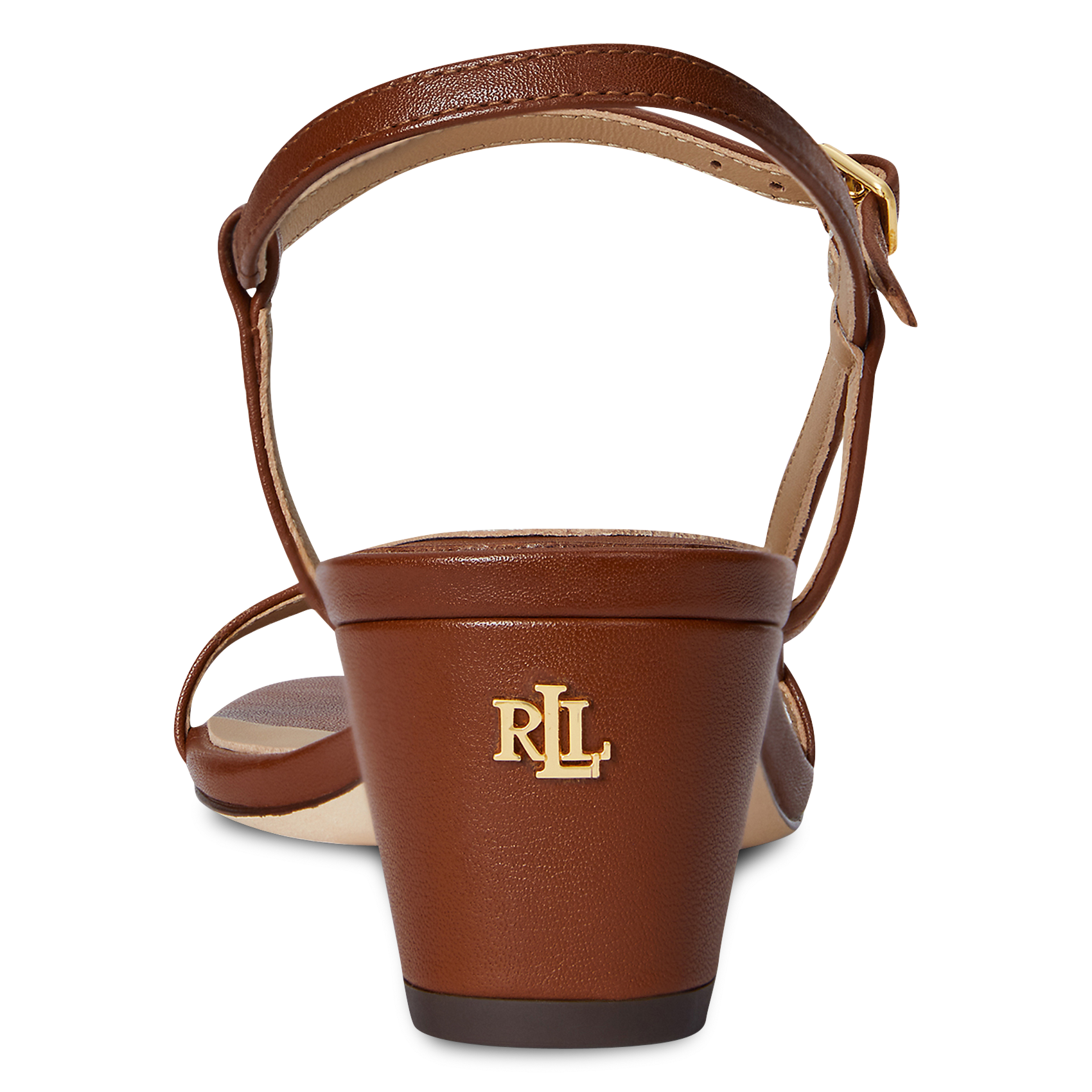 Sandales ouvertes à talons en cuir POLO RALPH LAUREN Marron