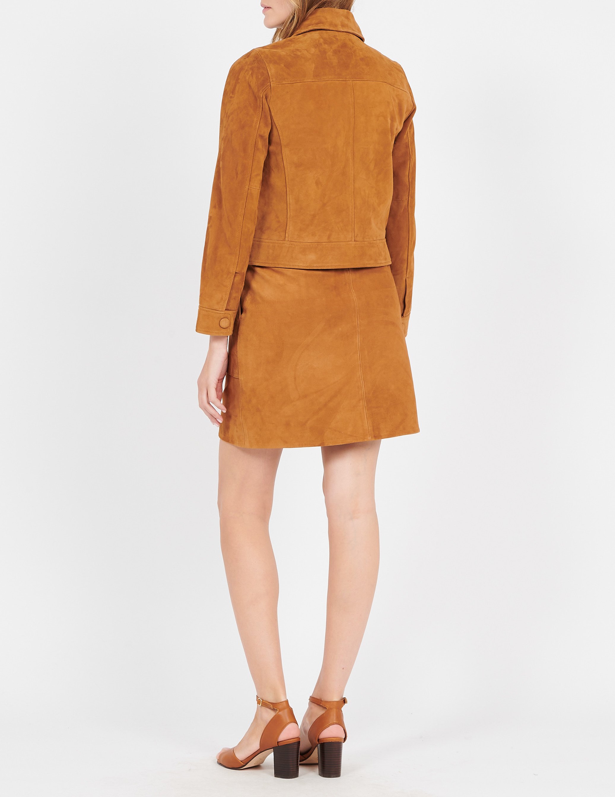 Veste col classique en cuir LA FEE MARABOUTEE Marron