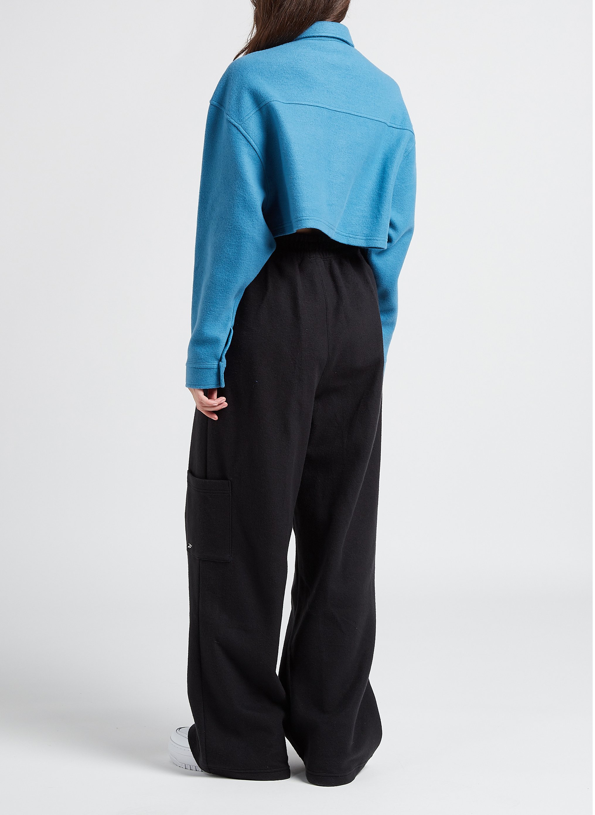 Cropped sweatshirt fabric cardigan with classic collar REEBOK Blue