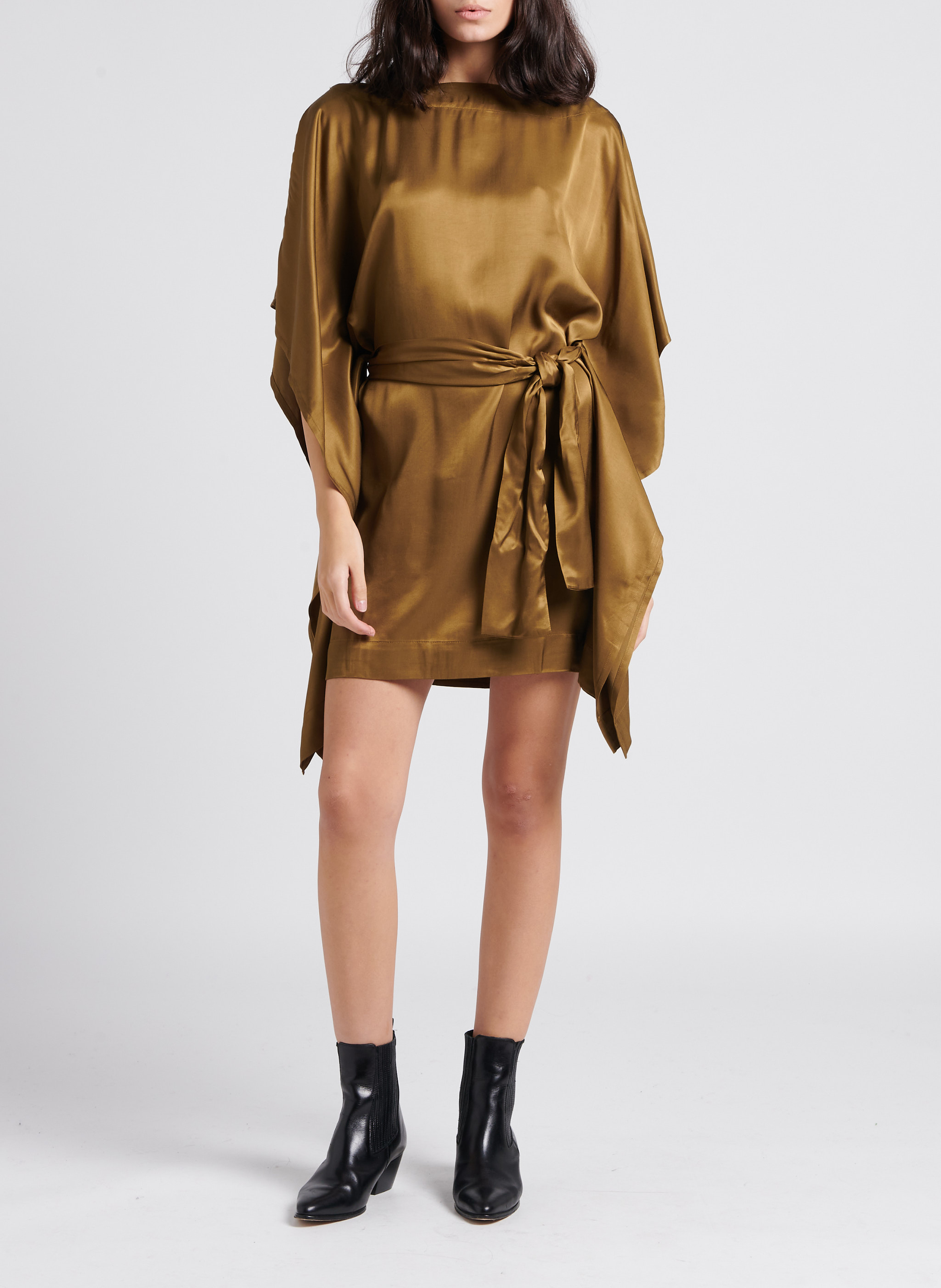 Robe ample courte col bateau KARMA KOMA Marron