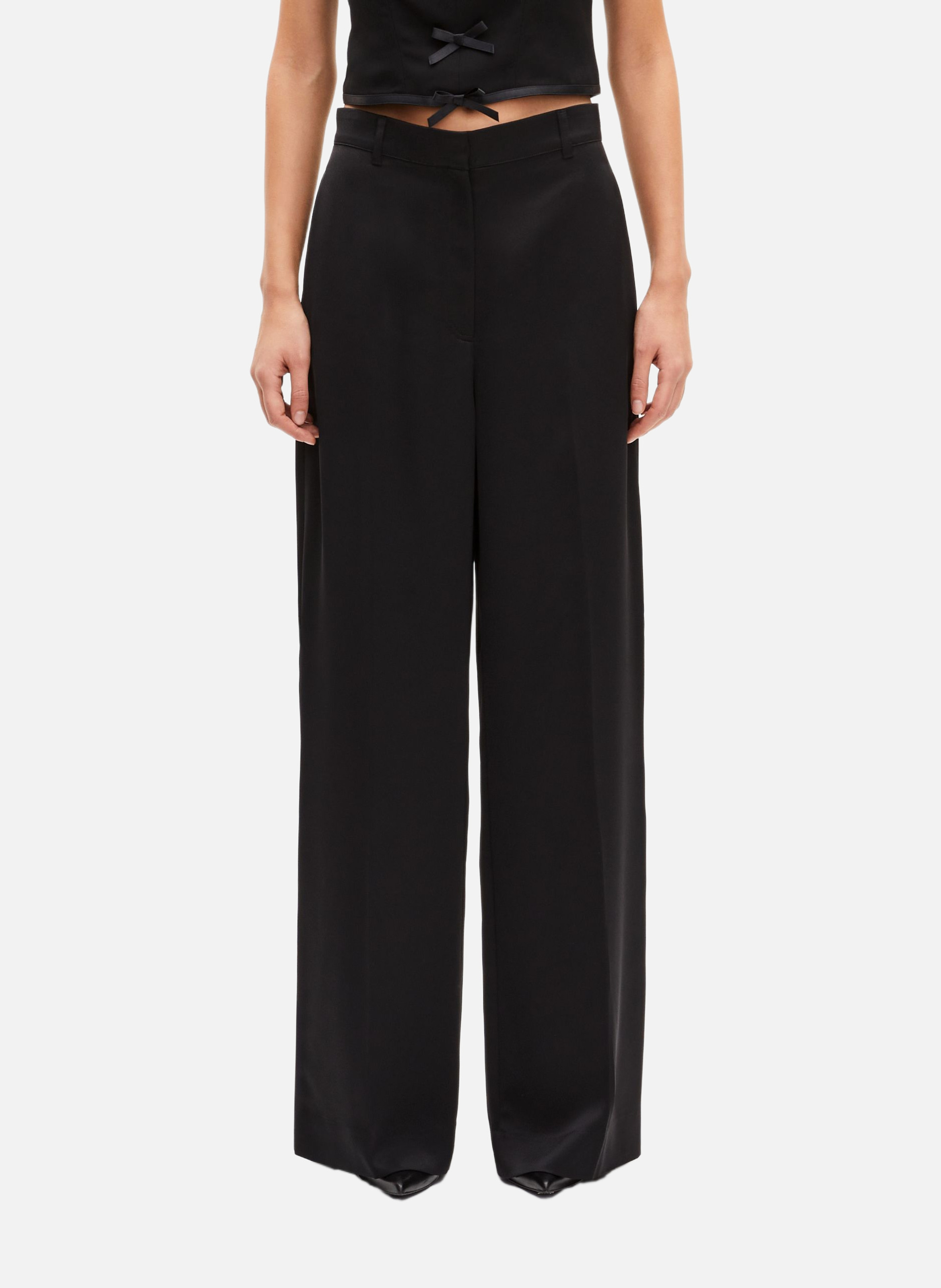 Wide-leg satin pants THE KOOPLES Black