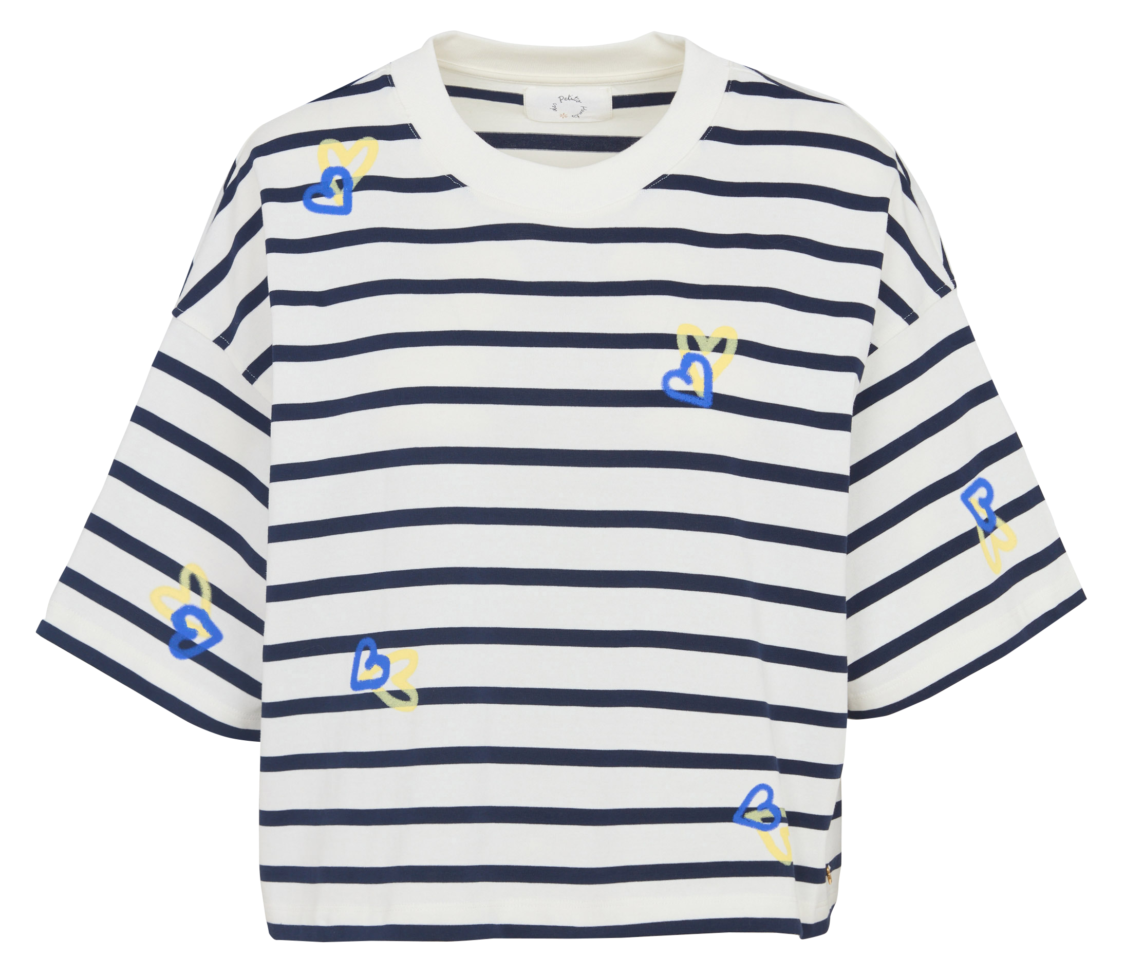 T-shirt met wijde pasvorm, gestreept met hartjesmotief DES PETITS HAUTS Wit