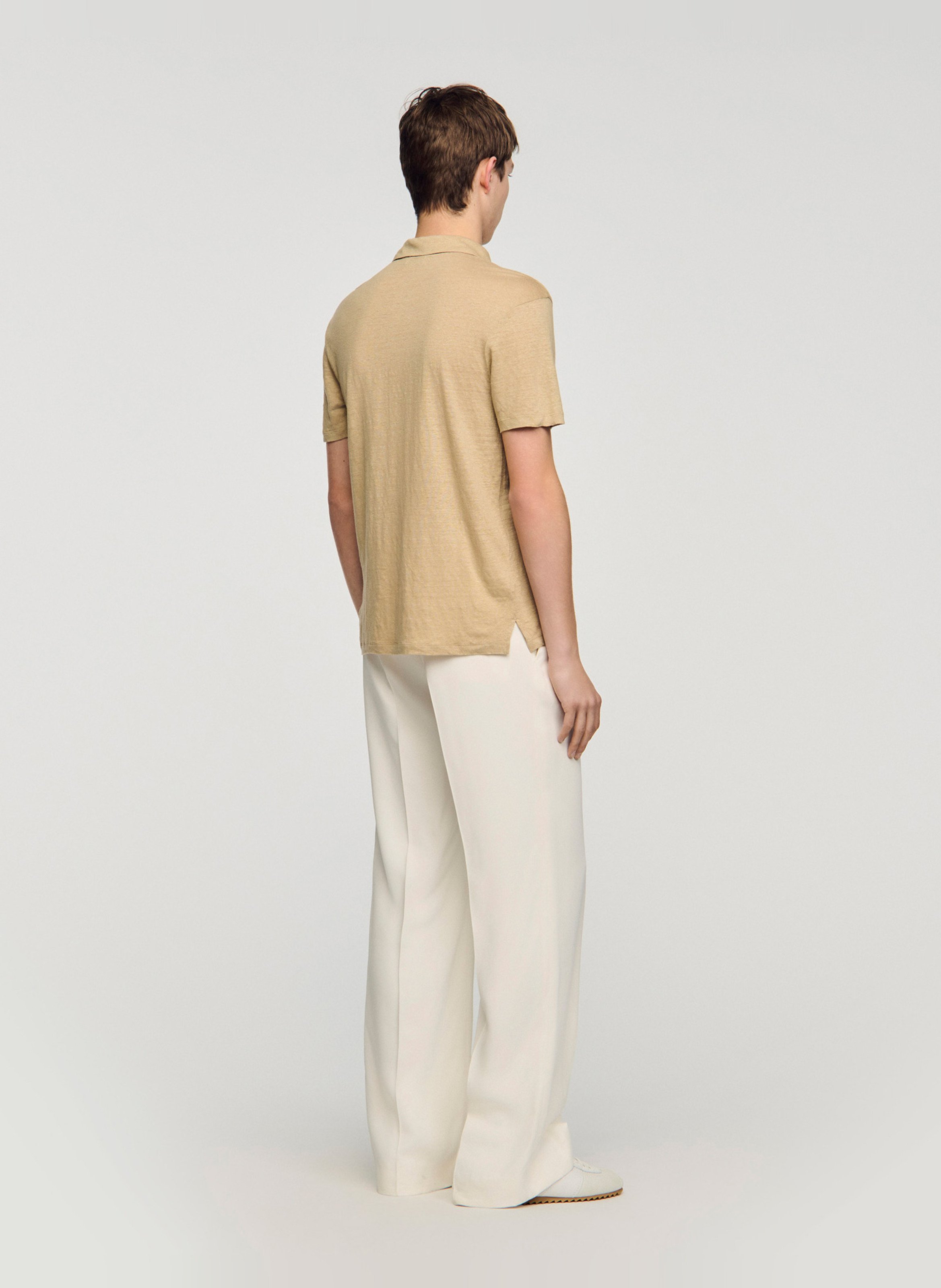 Polo regular-fit en lin SANDRO Beige