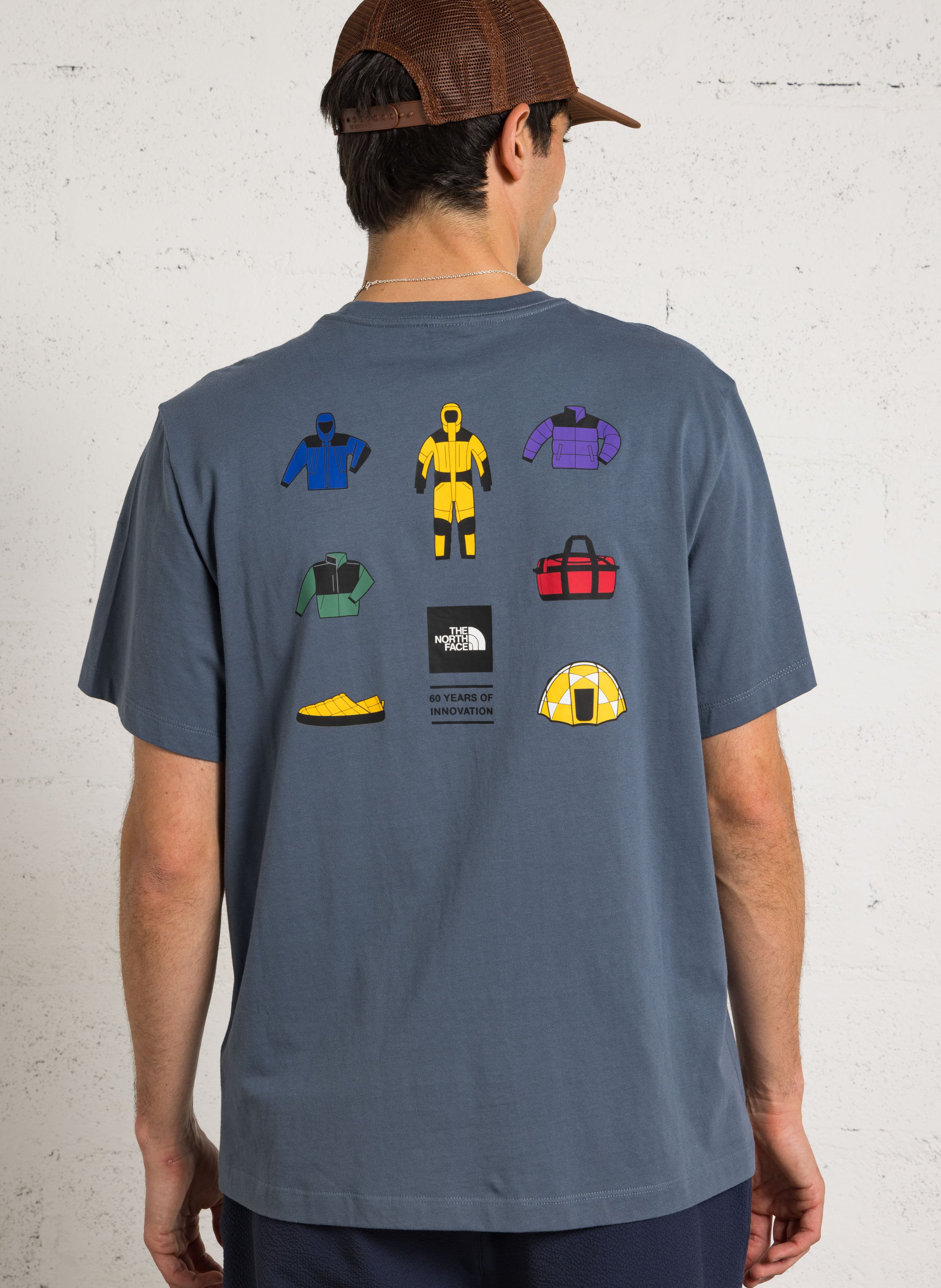 Straight round-neck cotton T-shirt with screen print THE NORTH FACE Grey