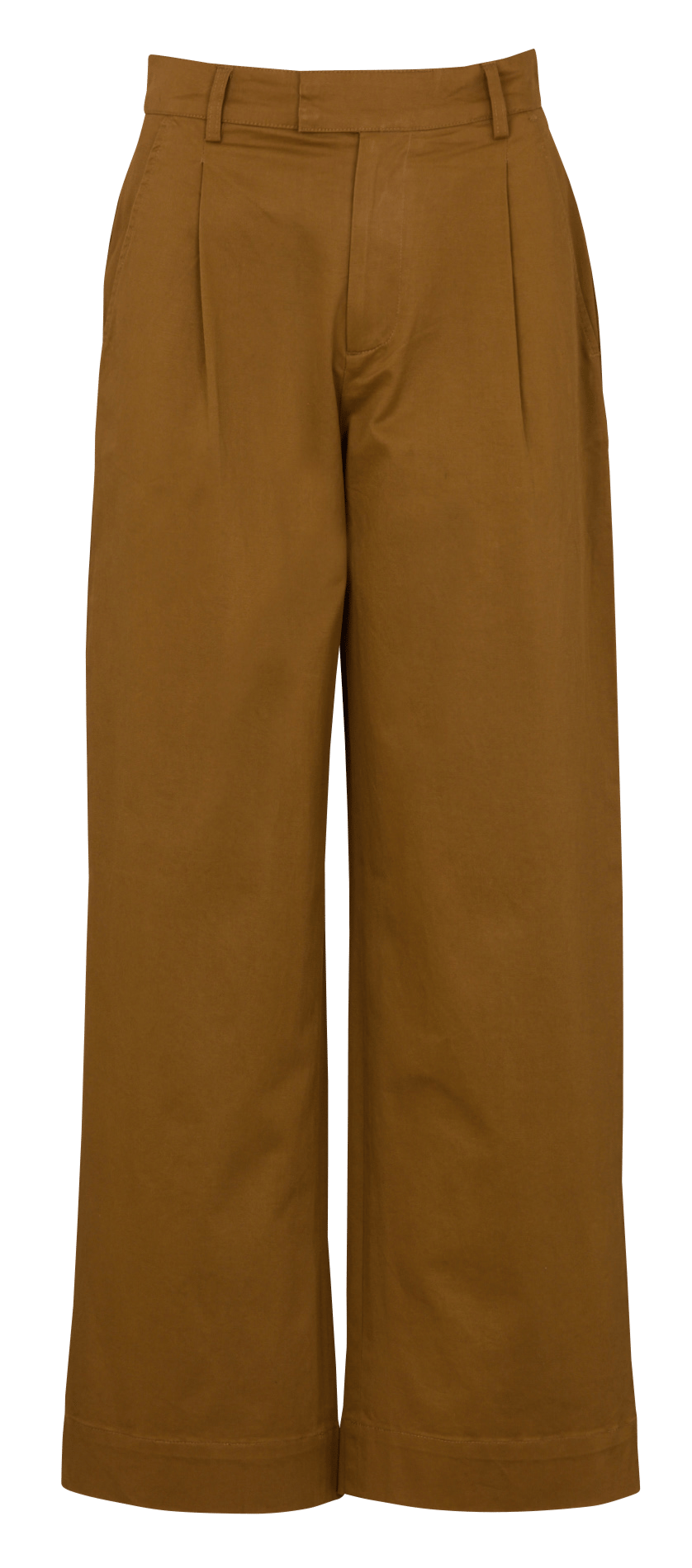 Pantalon large taille haute à pinces LEON & HARPER Marron