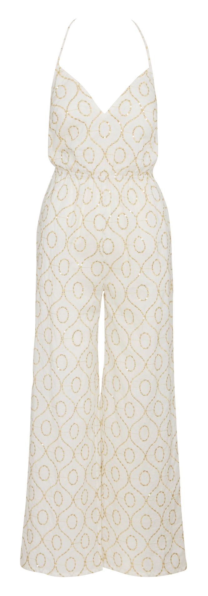 Mono largo de algodón bordado con cuello en V. SUNDRESS Multicolor