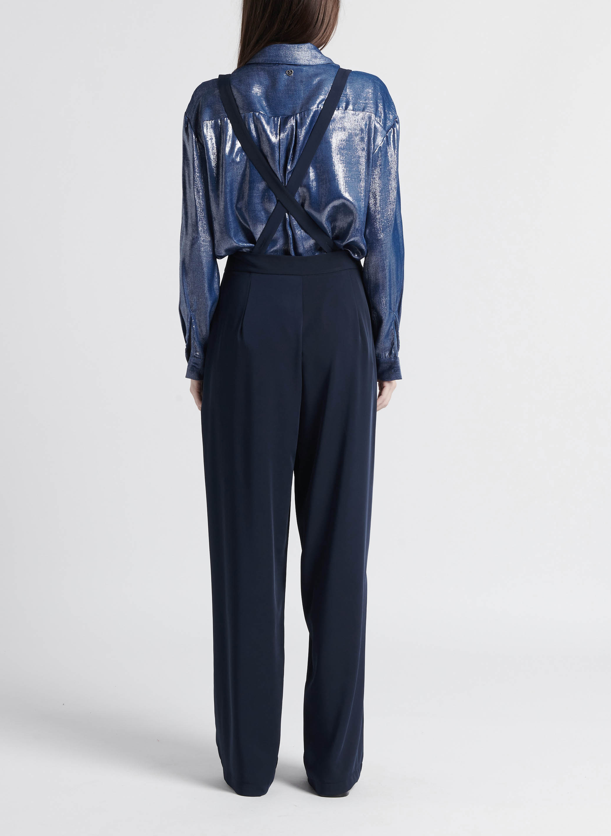 Pantalon large à bretelles PLEASE Bleu