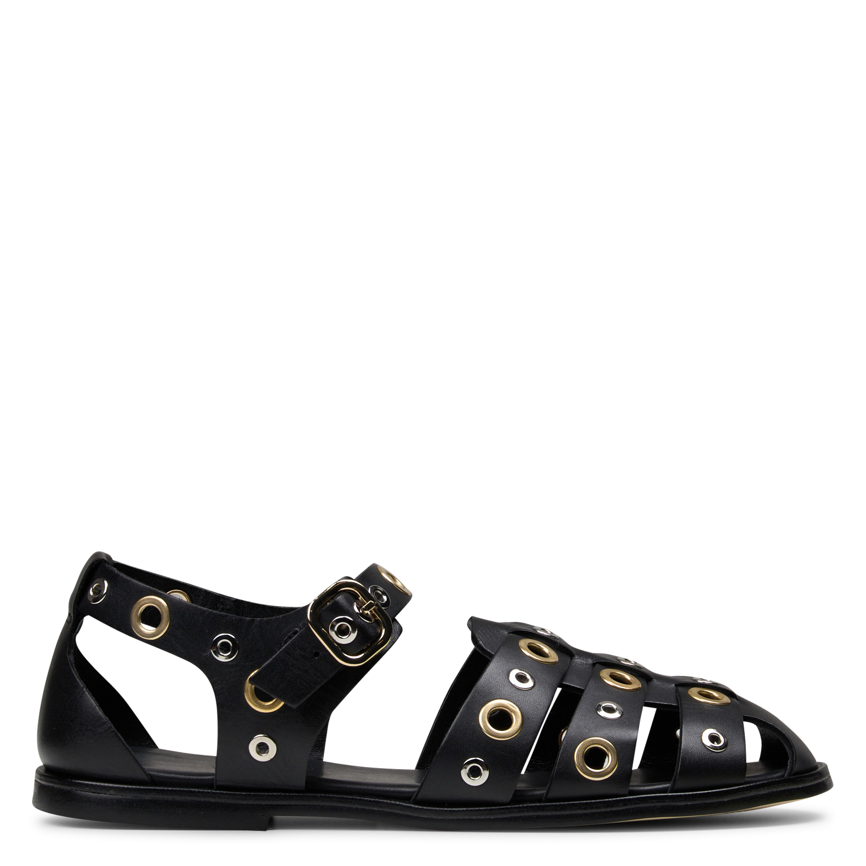 Sandales à rivets en cuir velours MAISON TOUFET Noir