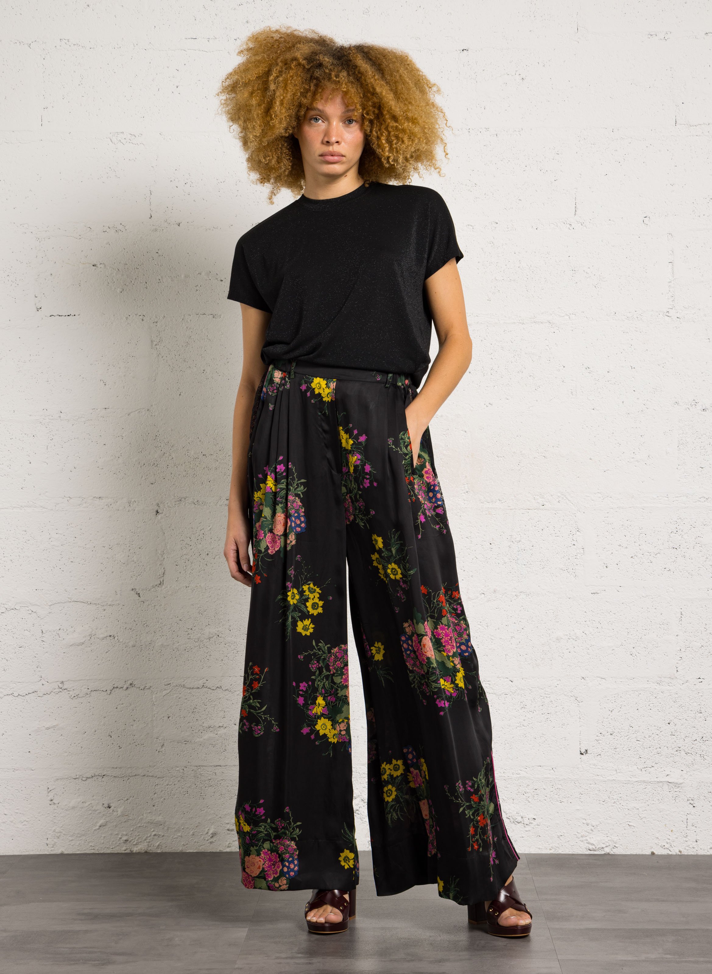 Bandplooibroek met hoge taille MES DEMOISELLES Veelkleurig