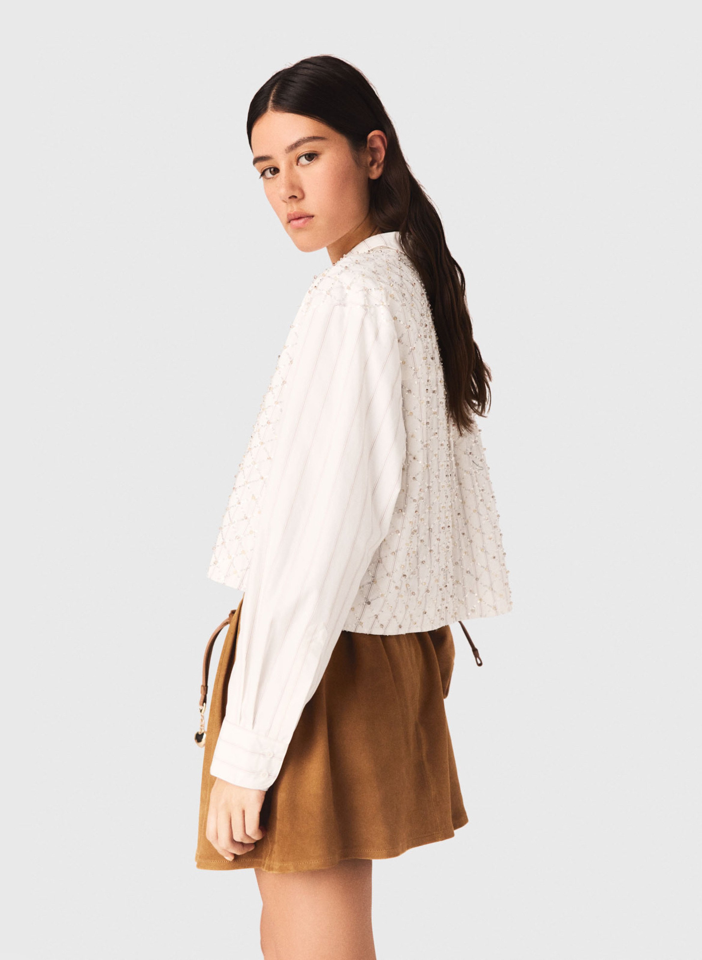 Chemise oversize en coton MAJE Blanc