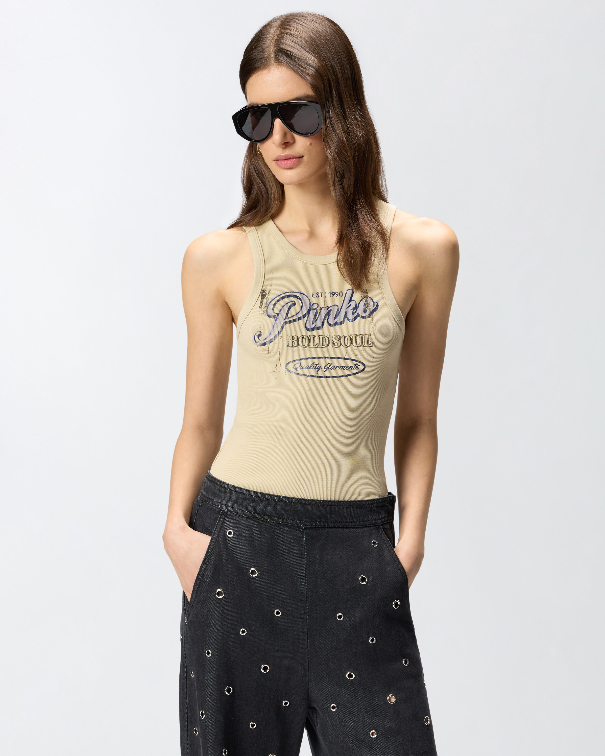 Vintage message tank top PINKO Blue