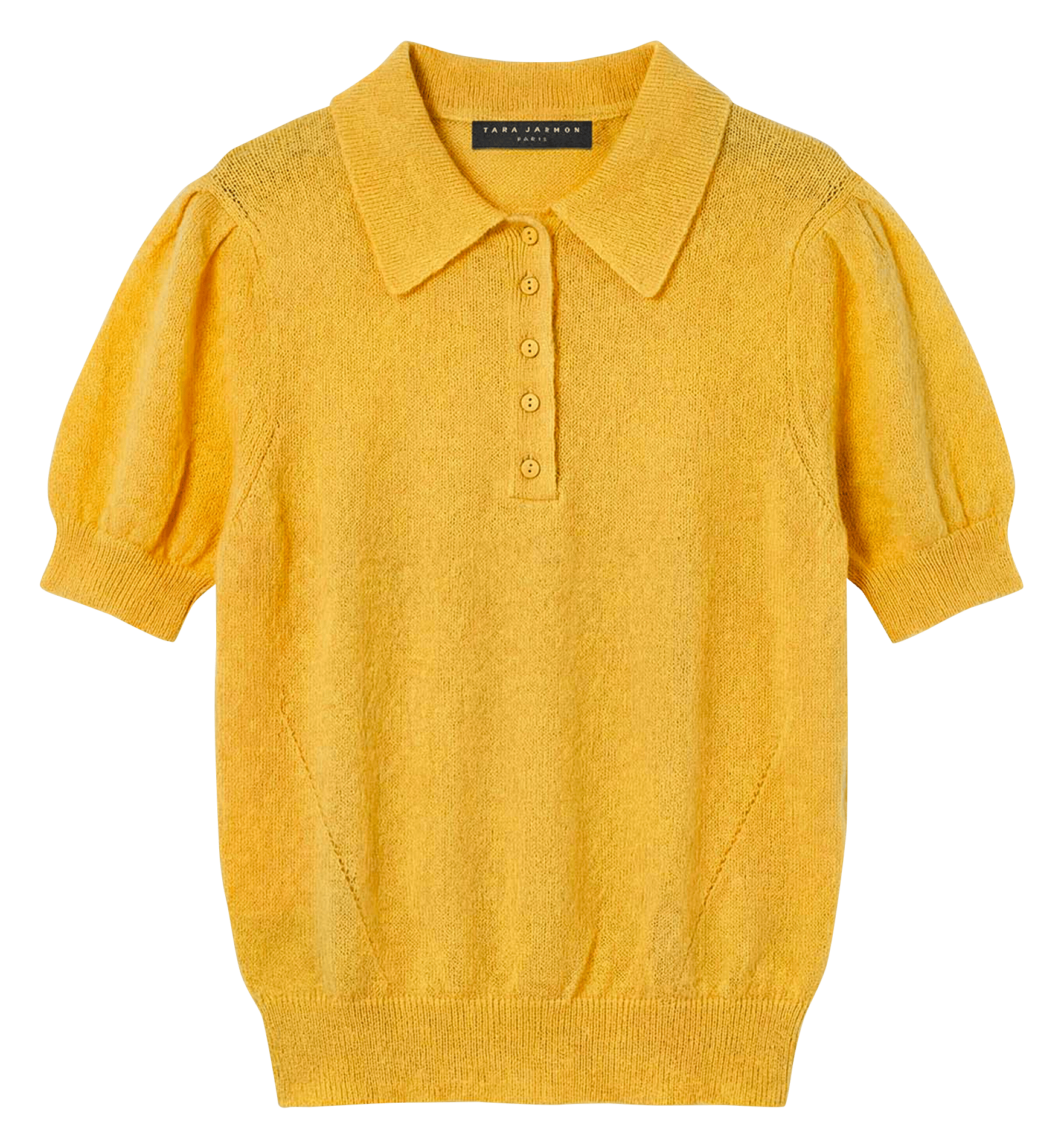 Gerade geschnittenes Polo mit Ballonärmeln aus Wollmischung TARA JARMON Gelb