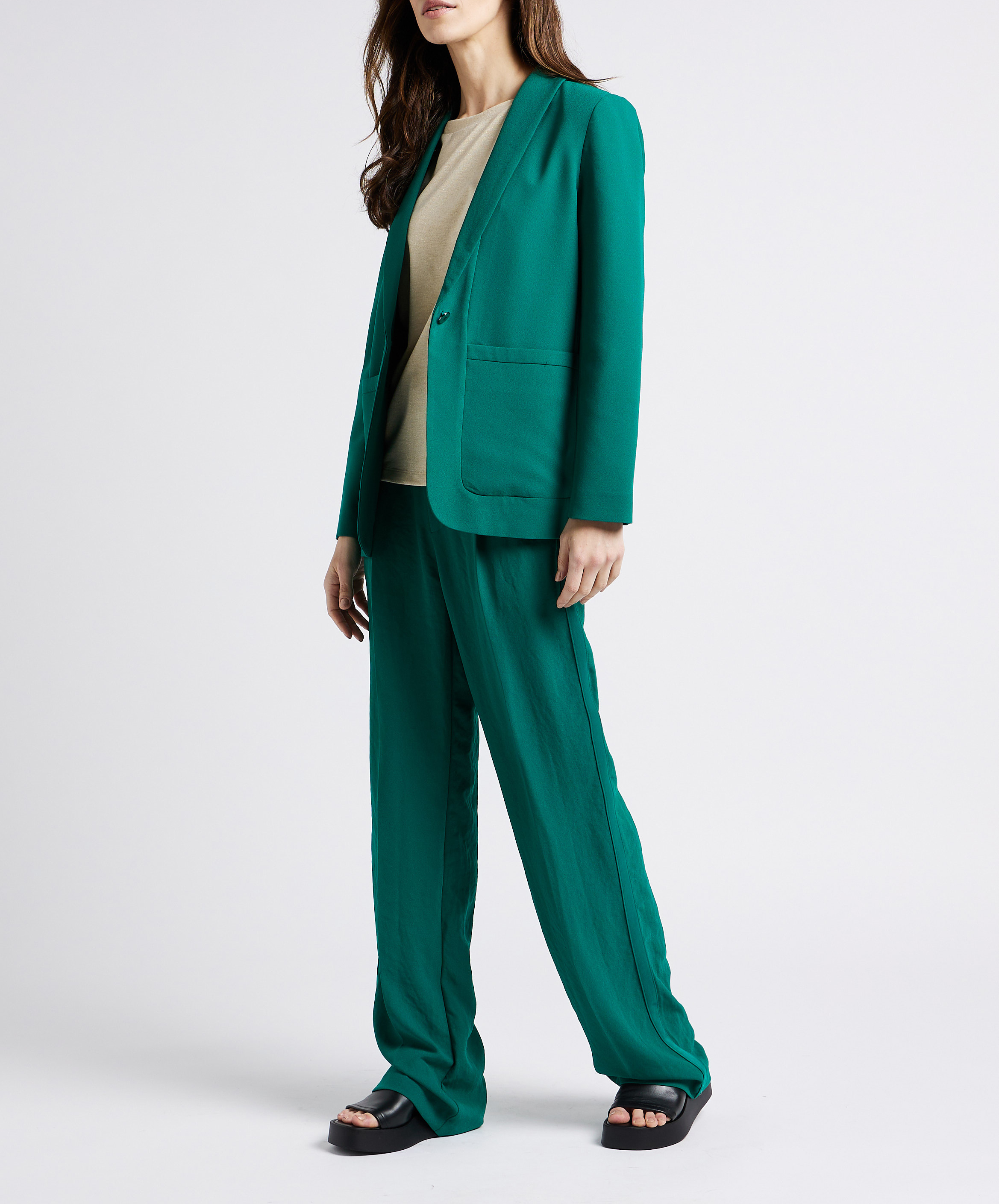 Gerade geschnittenes Rundhals-Top mit Metallic-Garn ONE STEP Golden