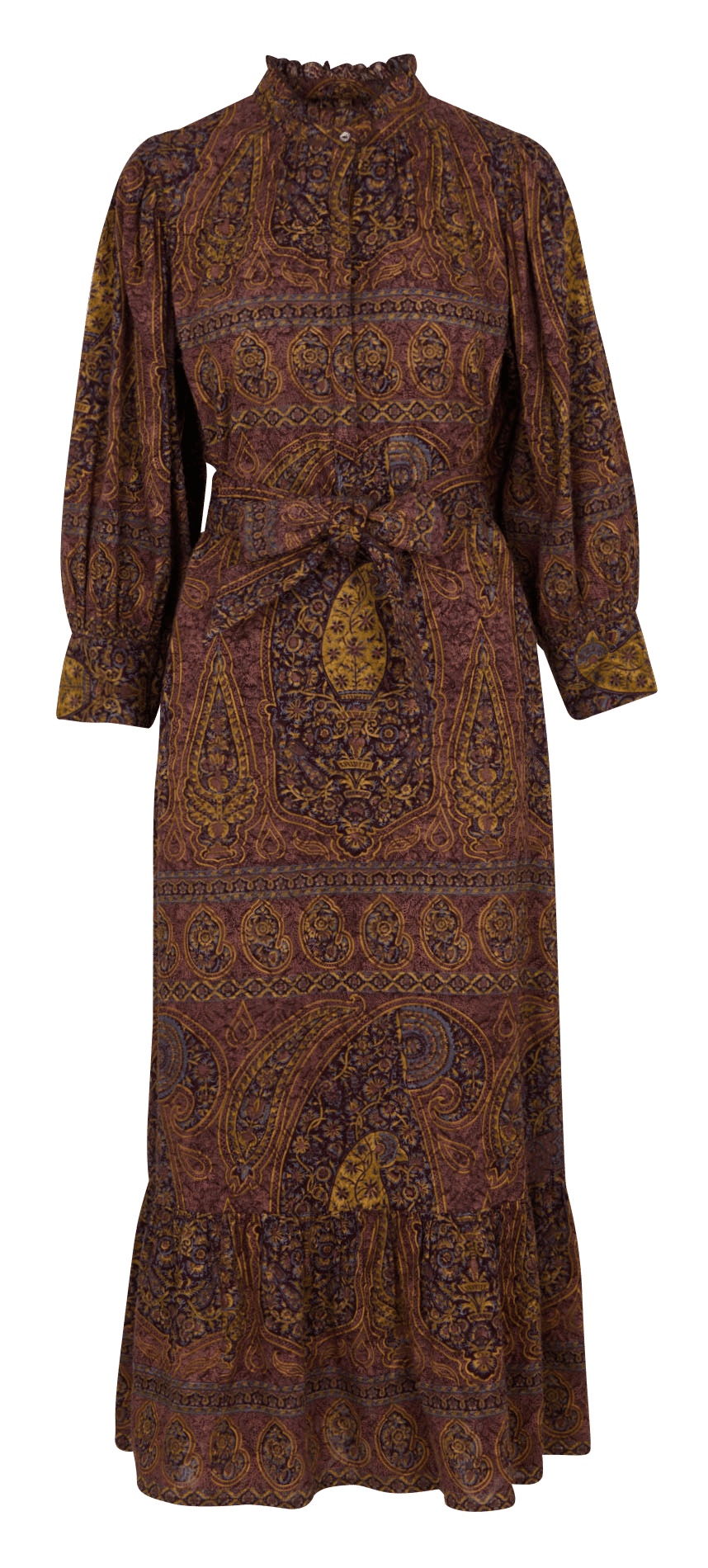 Lage, wijde katoenen jurk ANTIK BATIK Bruin
