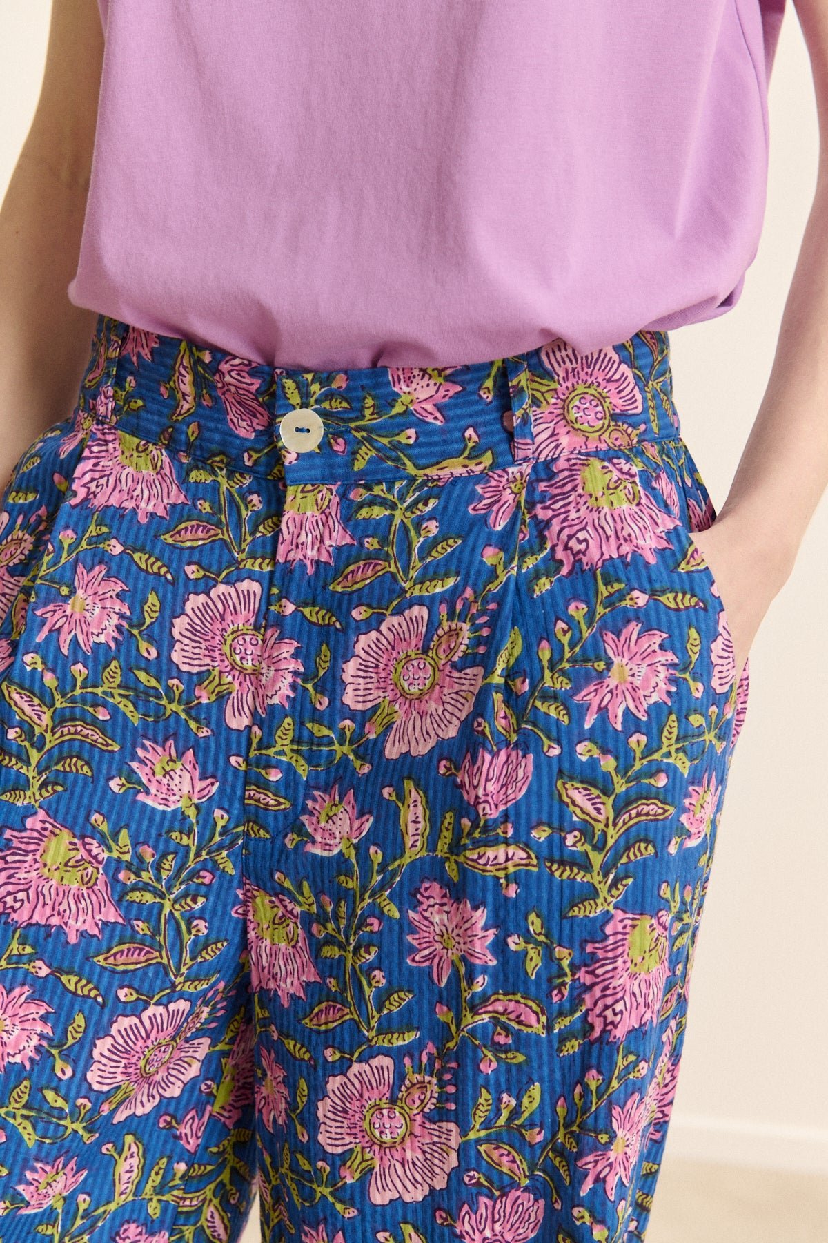 Pantalon large imprimé GARANCE PARIS Bleu