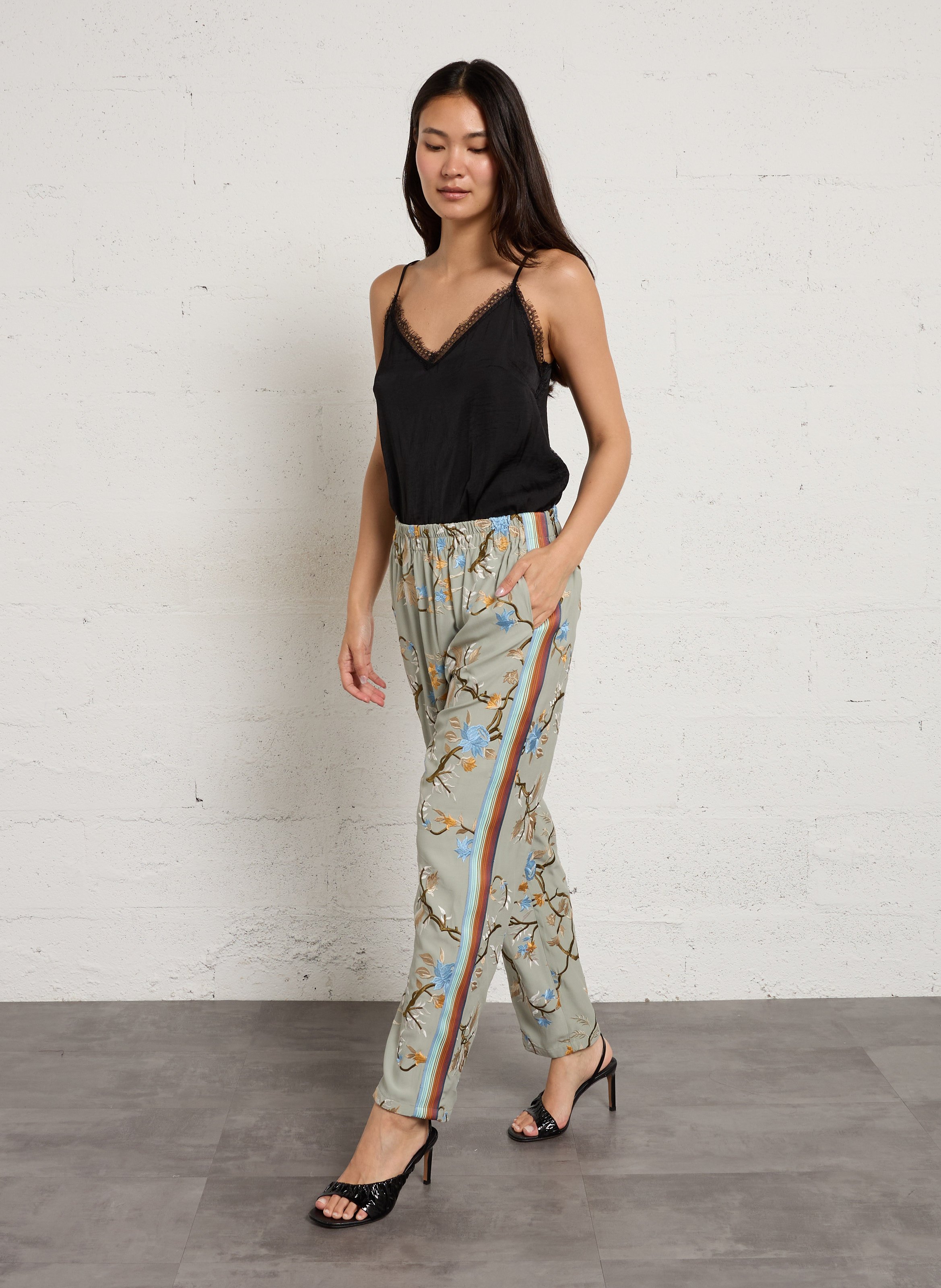 Pantalon droit brodé MES DEMOISELLES Bleu