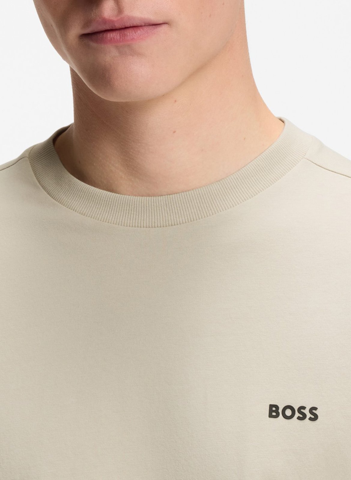 Basic cotton-mix T-shirt BOSS Beige