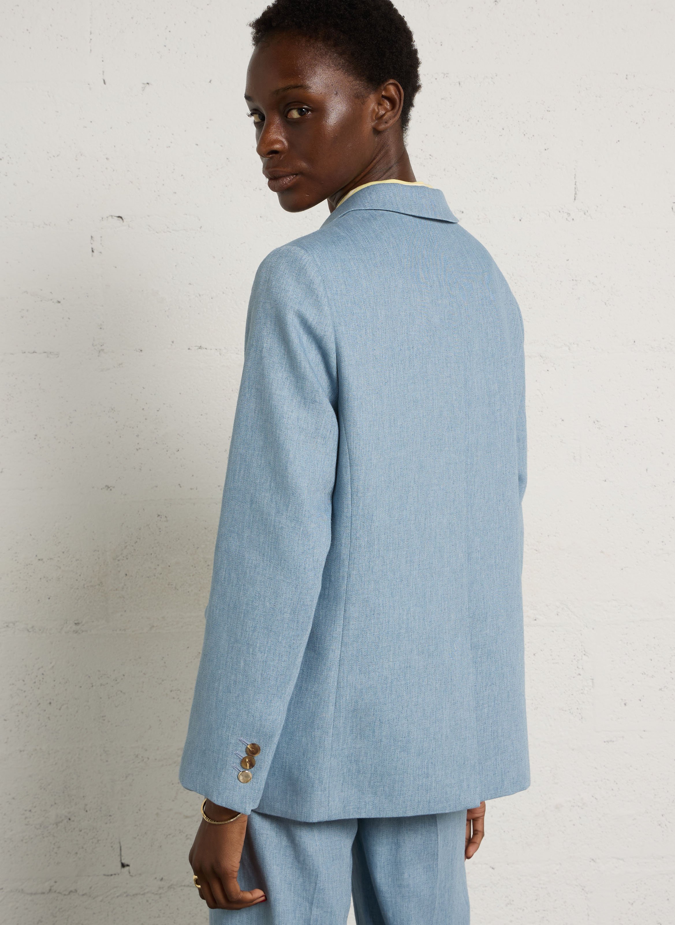Oversized Linen Blend Tailored Jacket MAISON 123 Blue