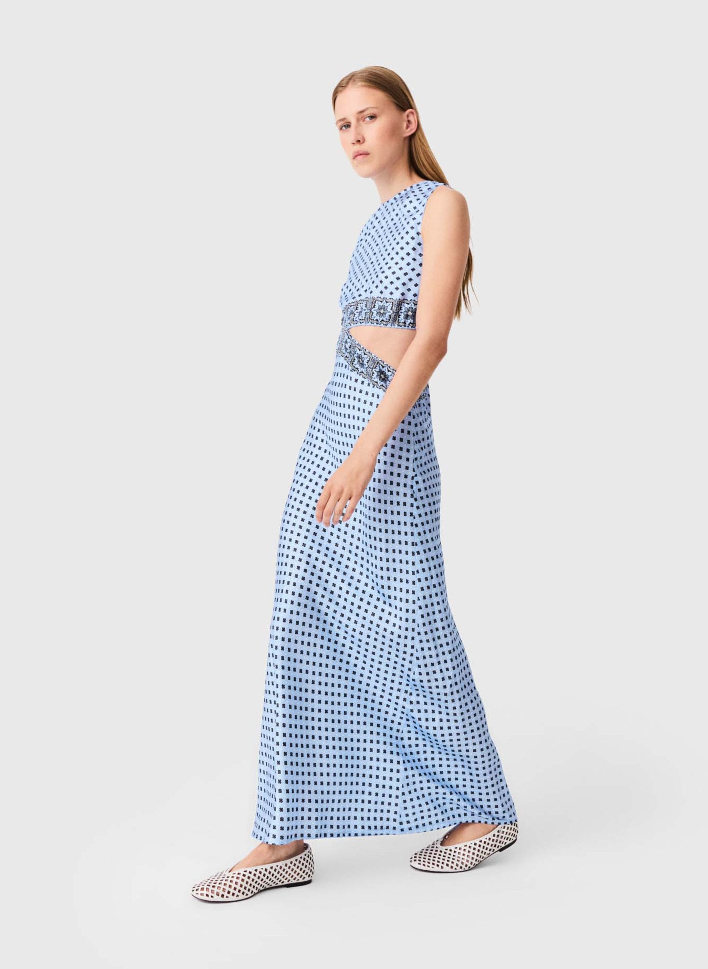 Robe longue asymétrique MAJE Bleu