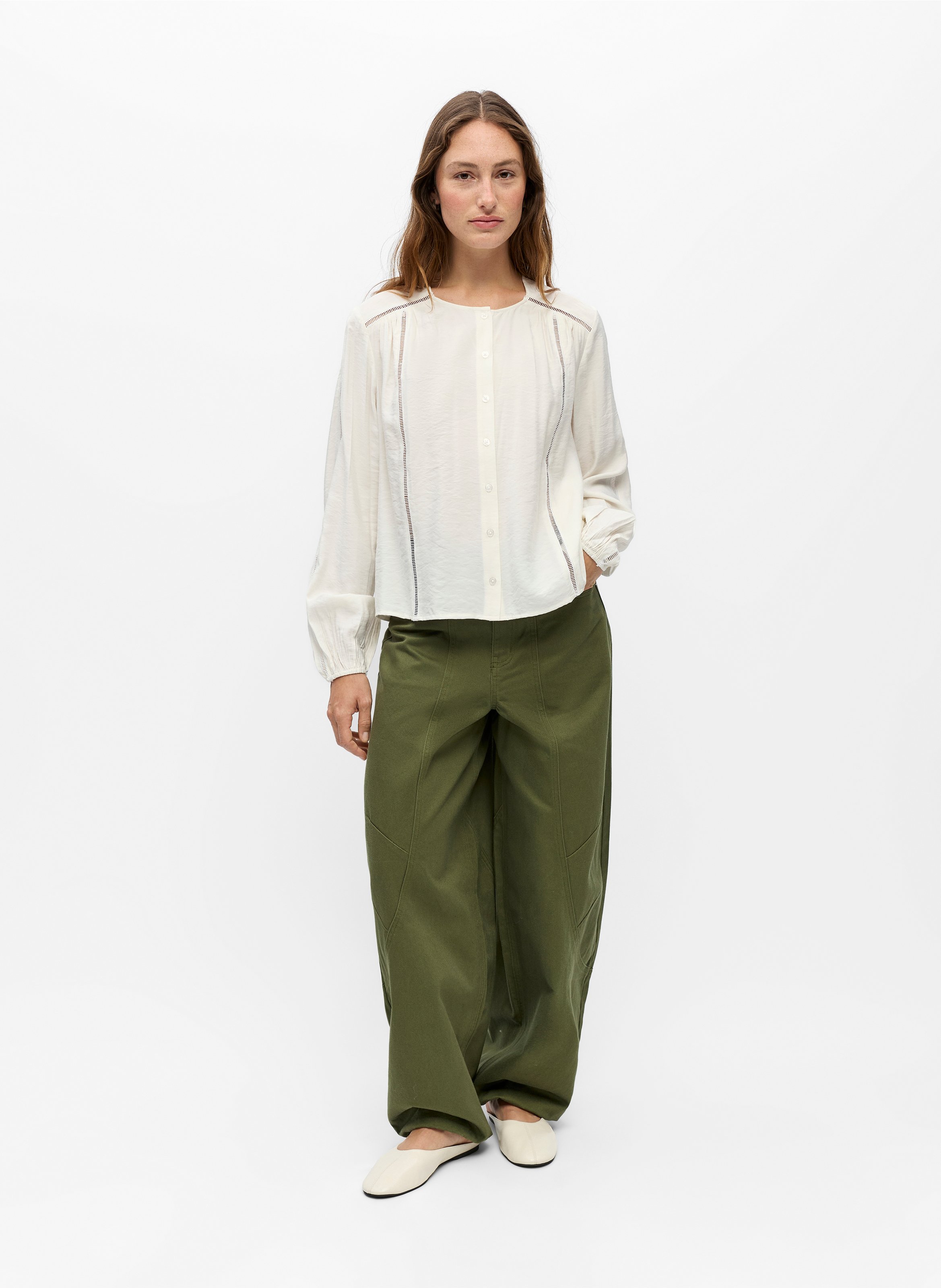 Oversized round neck shirt OBJECT White