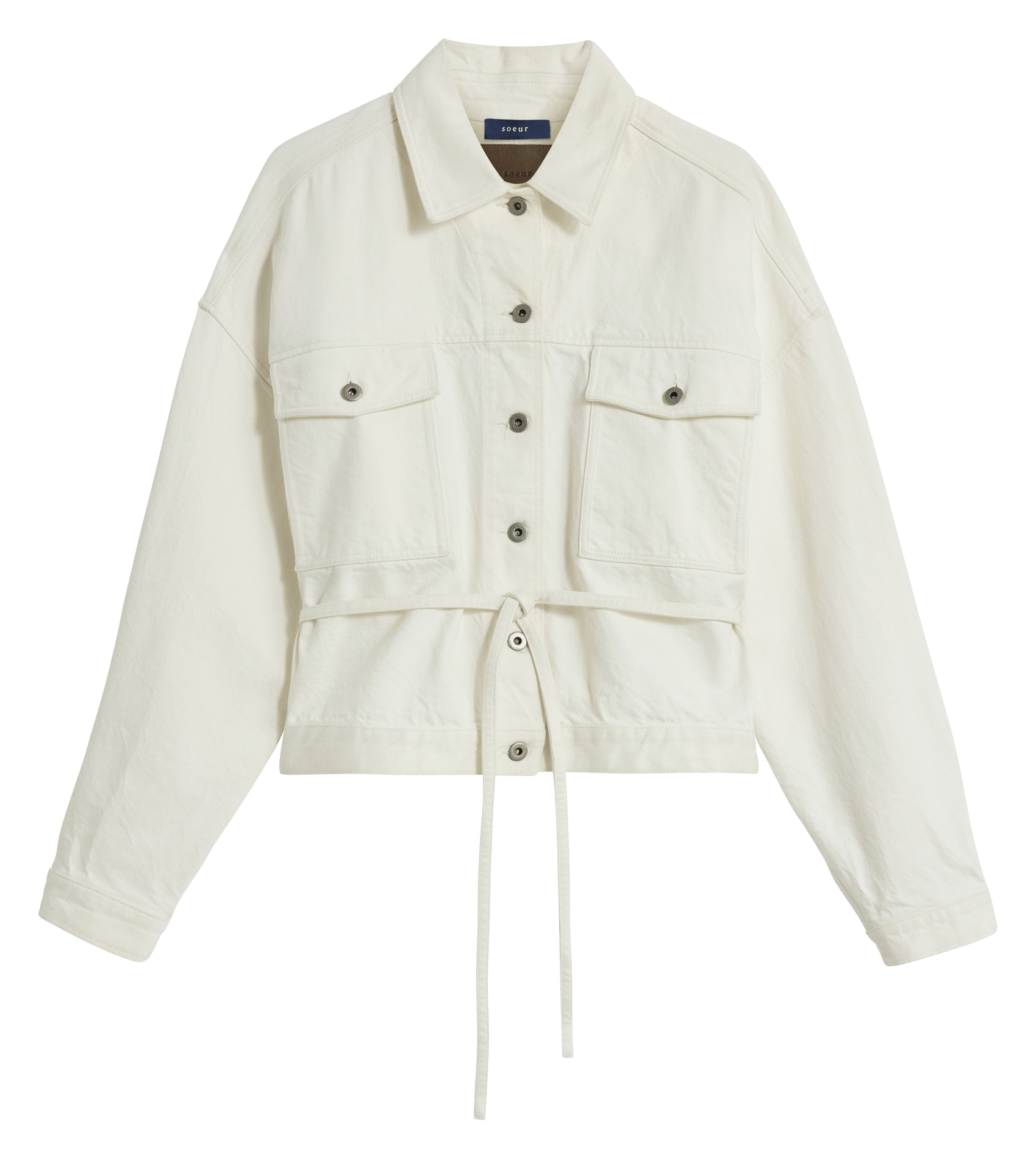 Oversize Bio-Baumwoll-Denimjacke SOEUR Beige