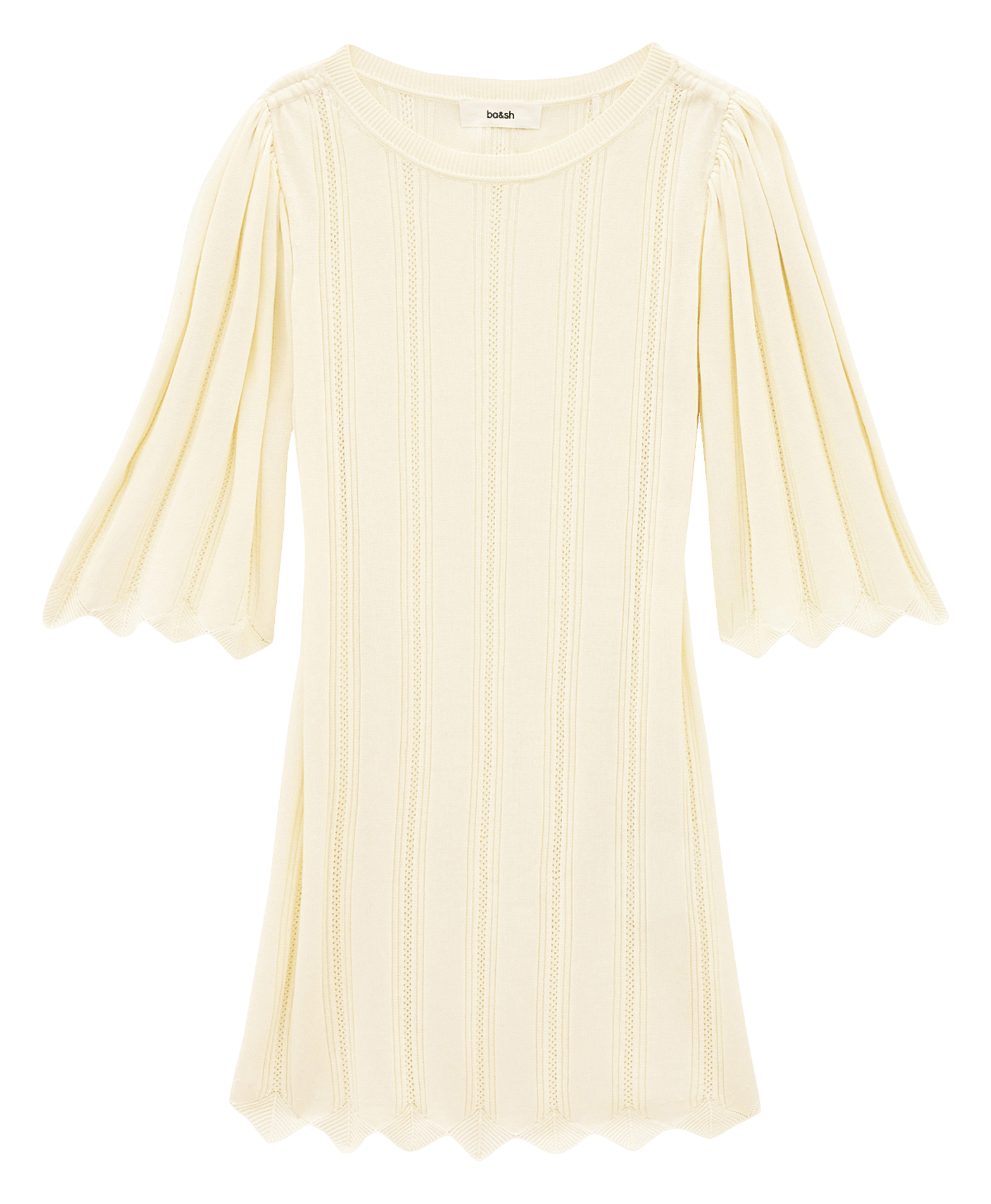Korte jurk met 3/4-mouwen van gebreide stof BA&SH Beige
