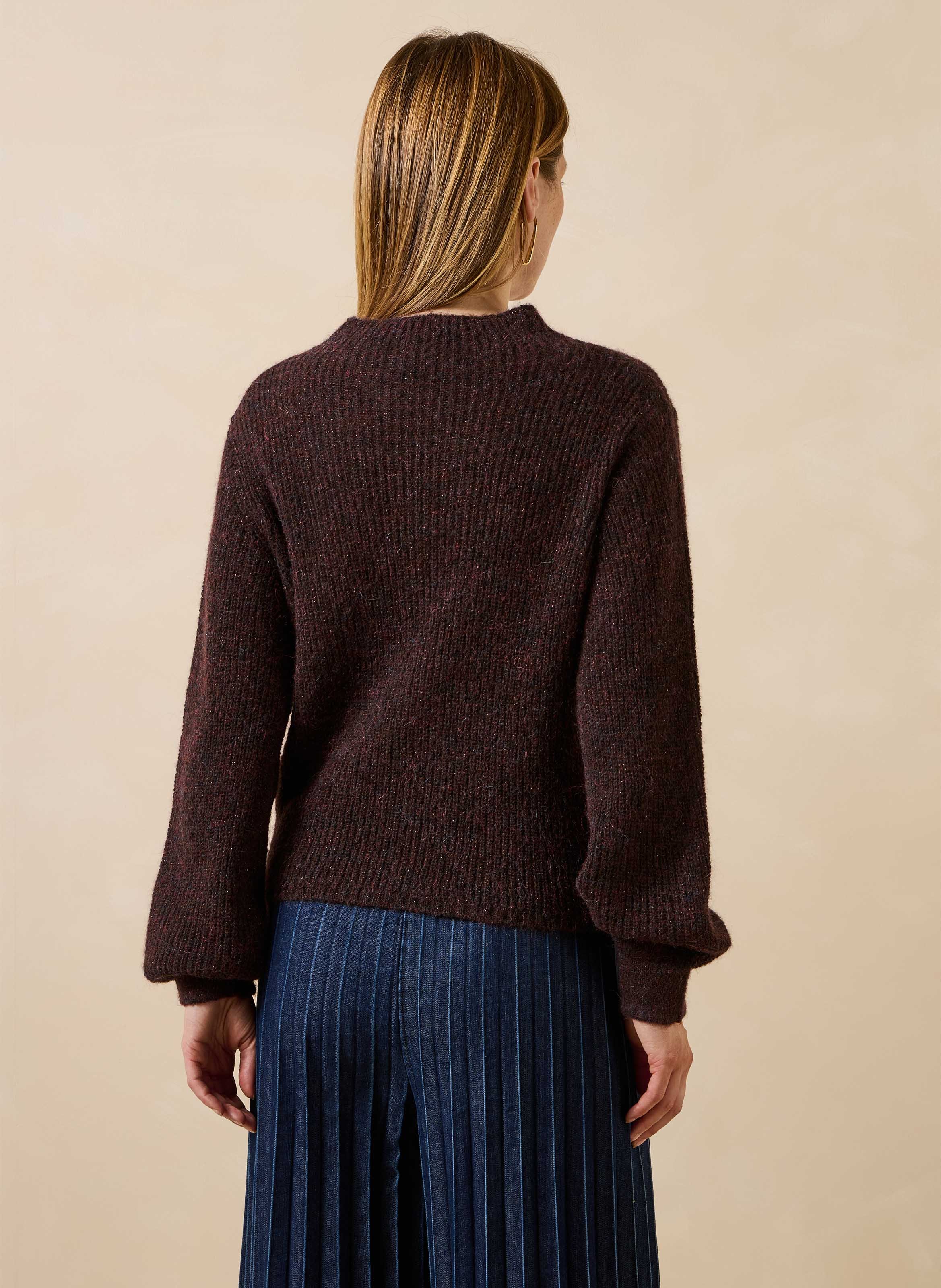 Iridescent alpaca blend sweater LA FEE MARABOUTEE Brown