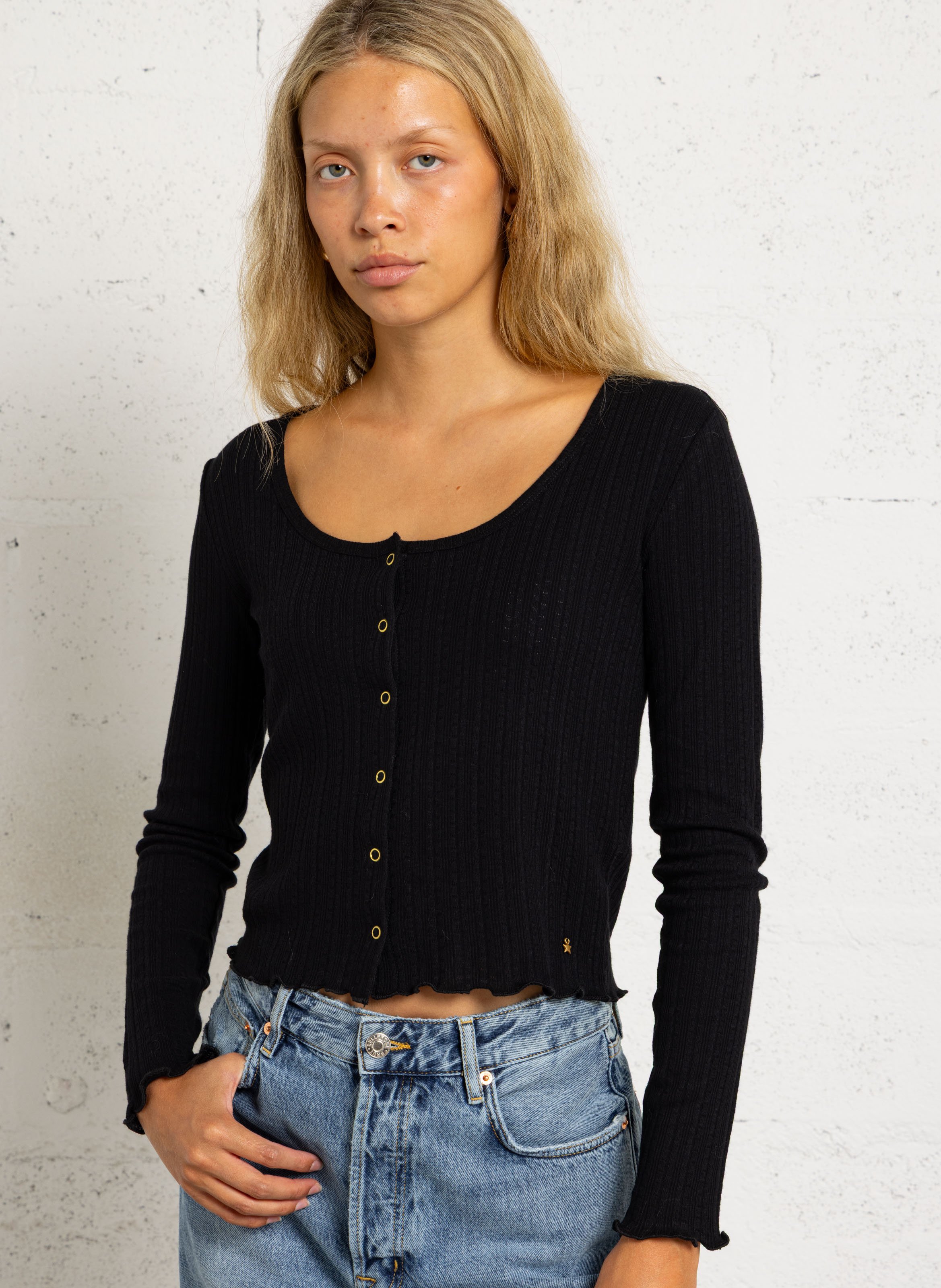 T-shirt ajusté en coton DES PETITS HAUTS Noir