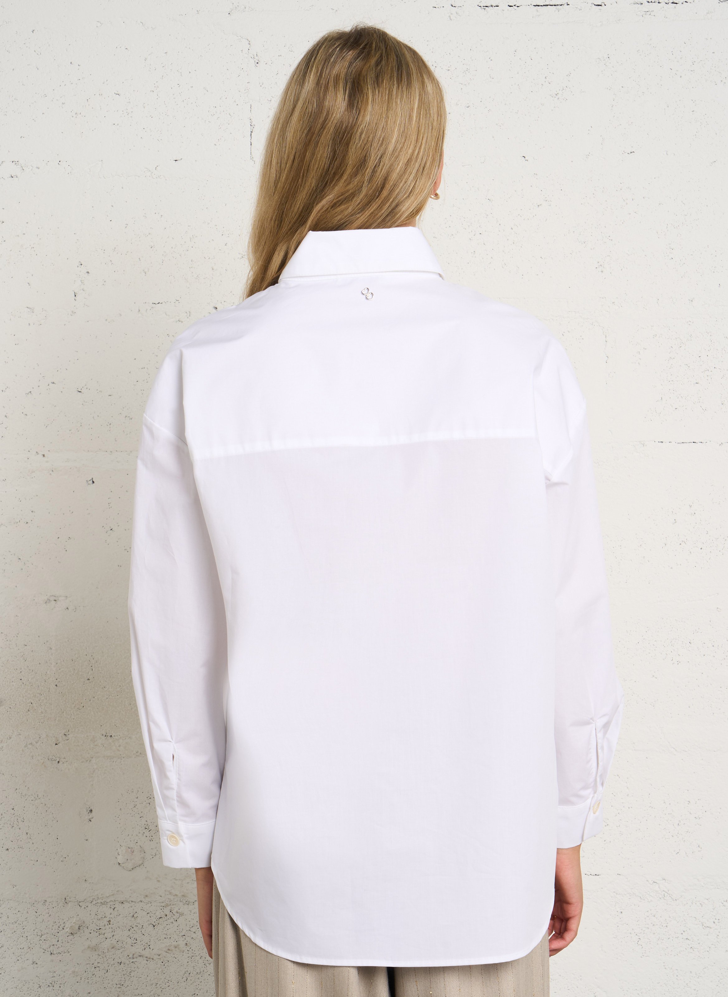 Straight long-sleeved shirt PLEASE White