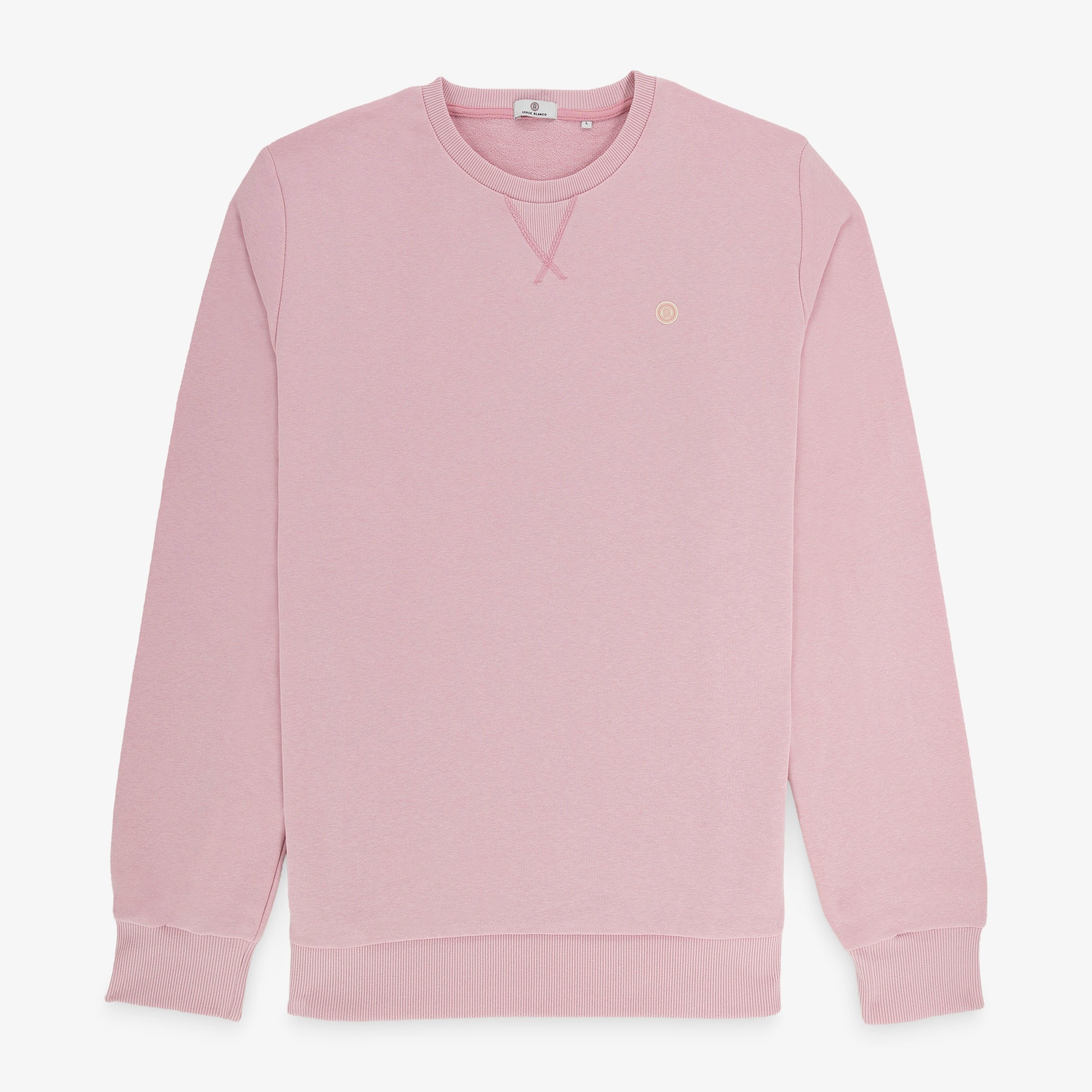 Round neck sweatshirt in cotton fleece. SERGE BLANCO Pink
