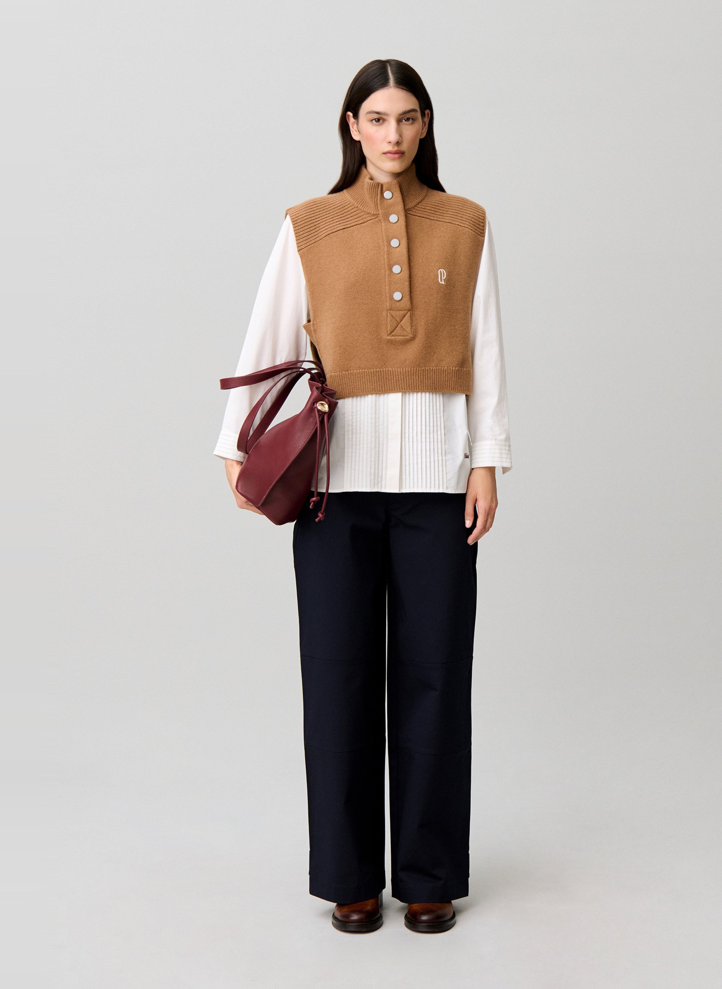Plastron col montant boutonné en laine | Beige CLAUDIE PIERLOT Femme