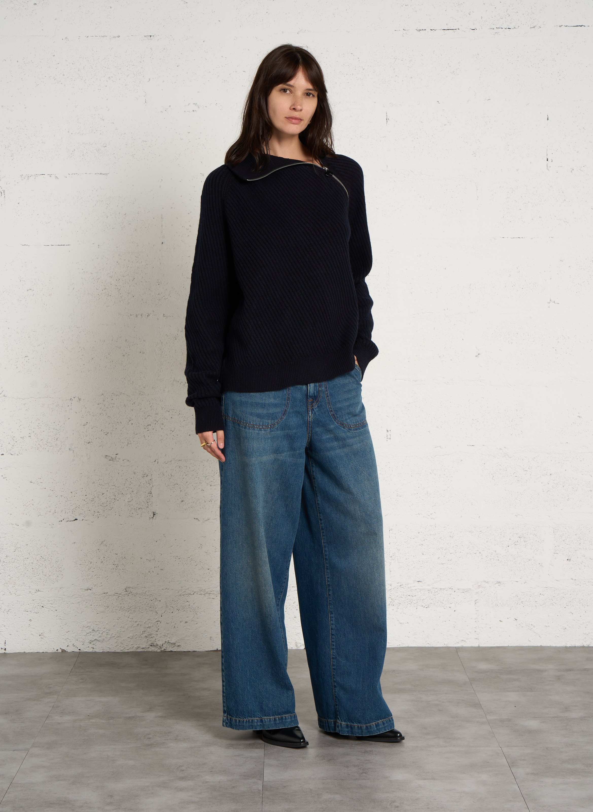 Wijde, rechte, katoenen jeans BELLEROSE Blauw