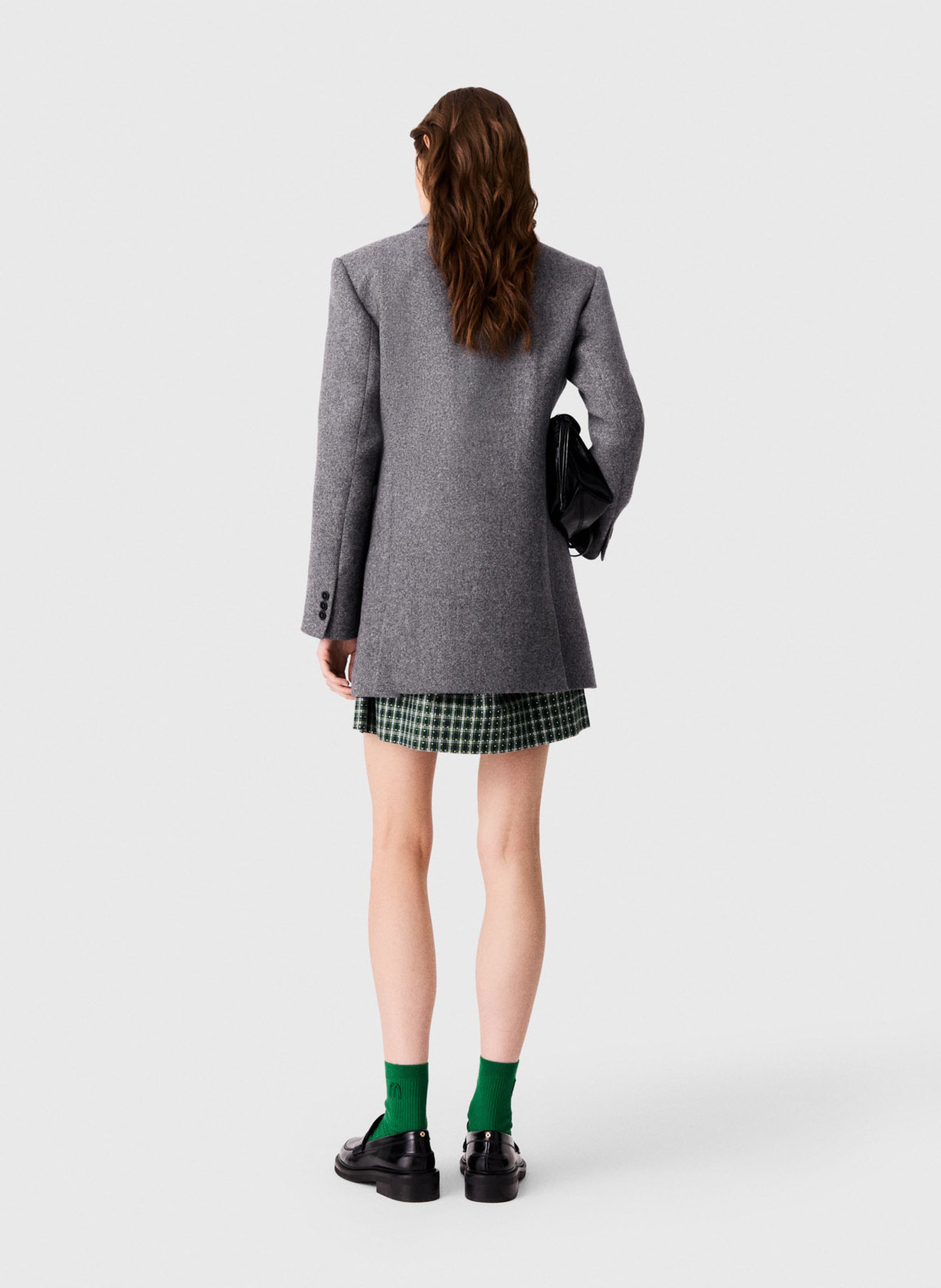 Straight wool-blend coat with tailored collar MAJE Grey