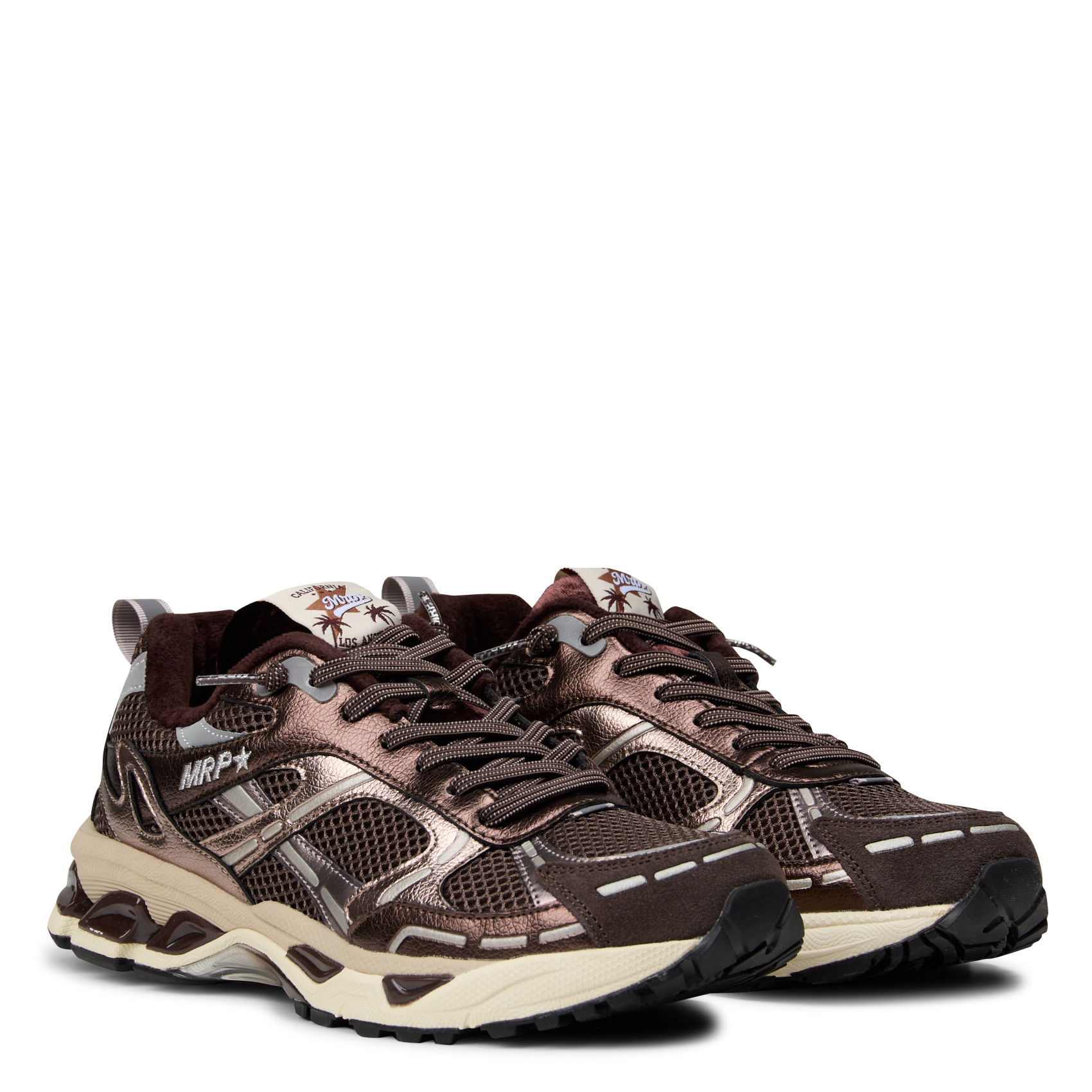 Low-top lace-up leather sneakers MRP Brown