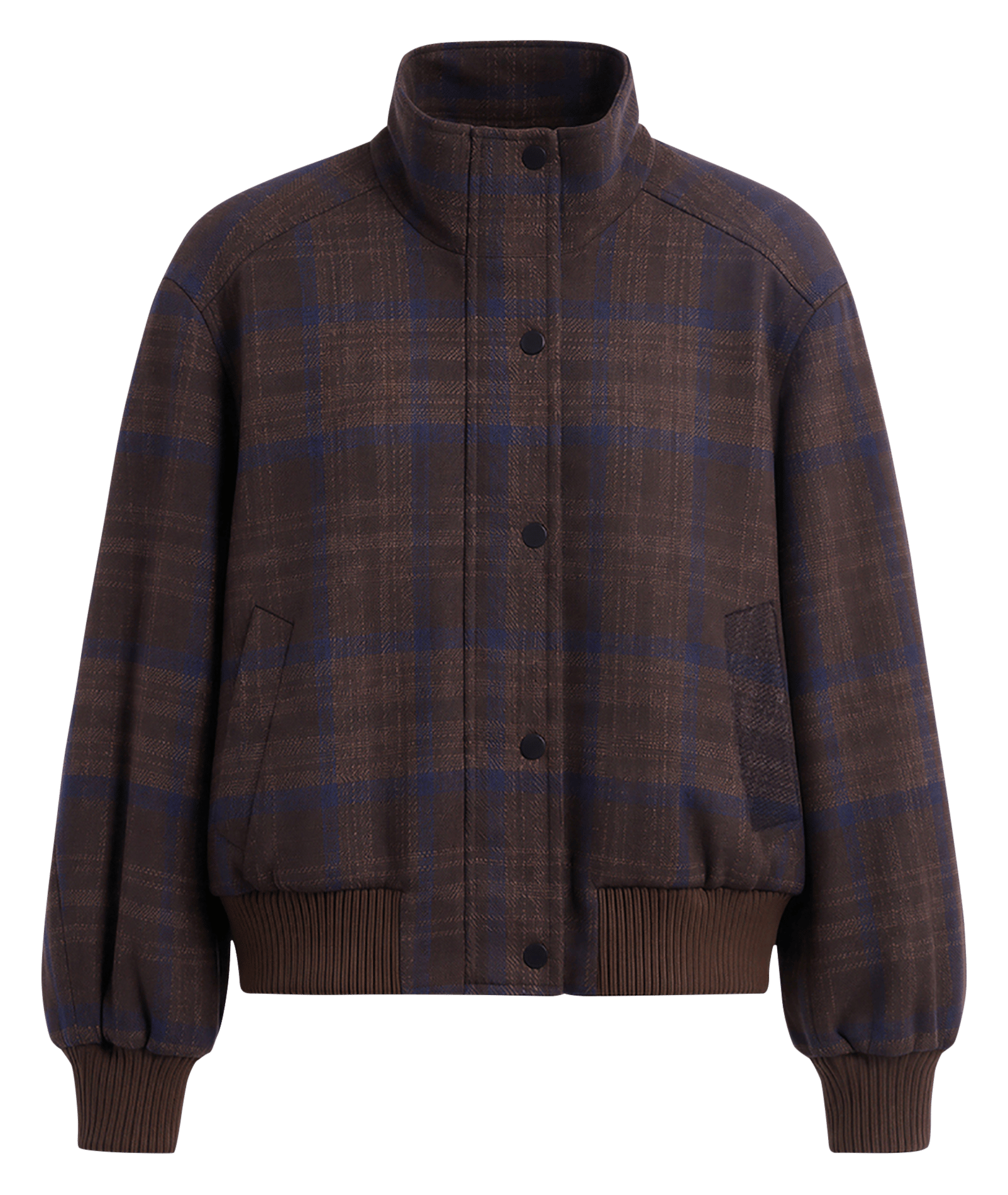 Veste bomber à carreaux en laine mélangée  PABLO Marron